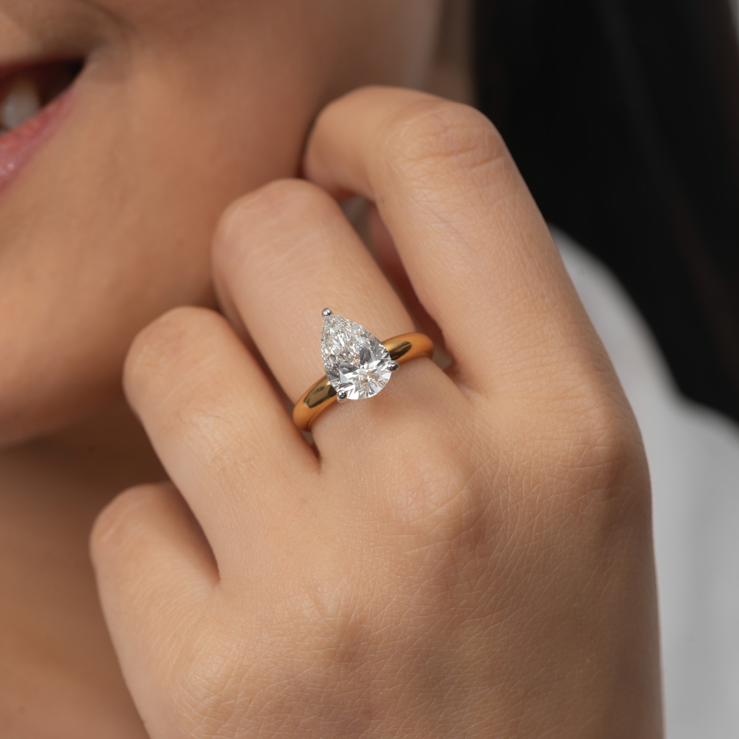 Classic Solitaire Pear Ring