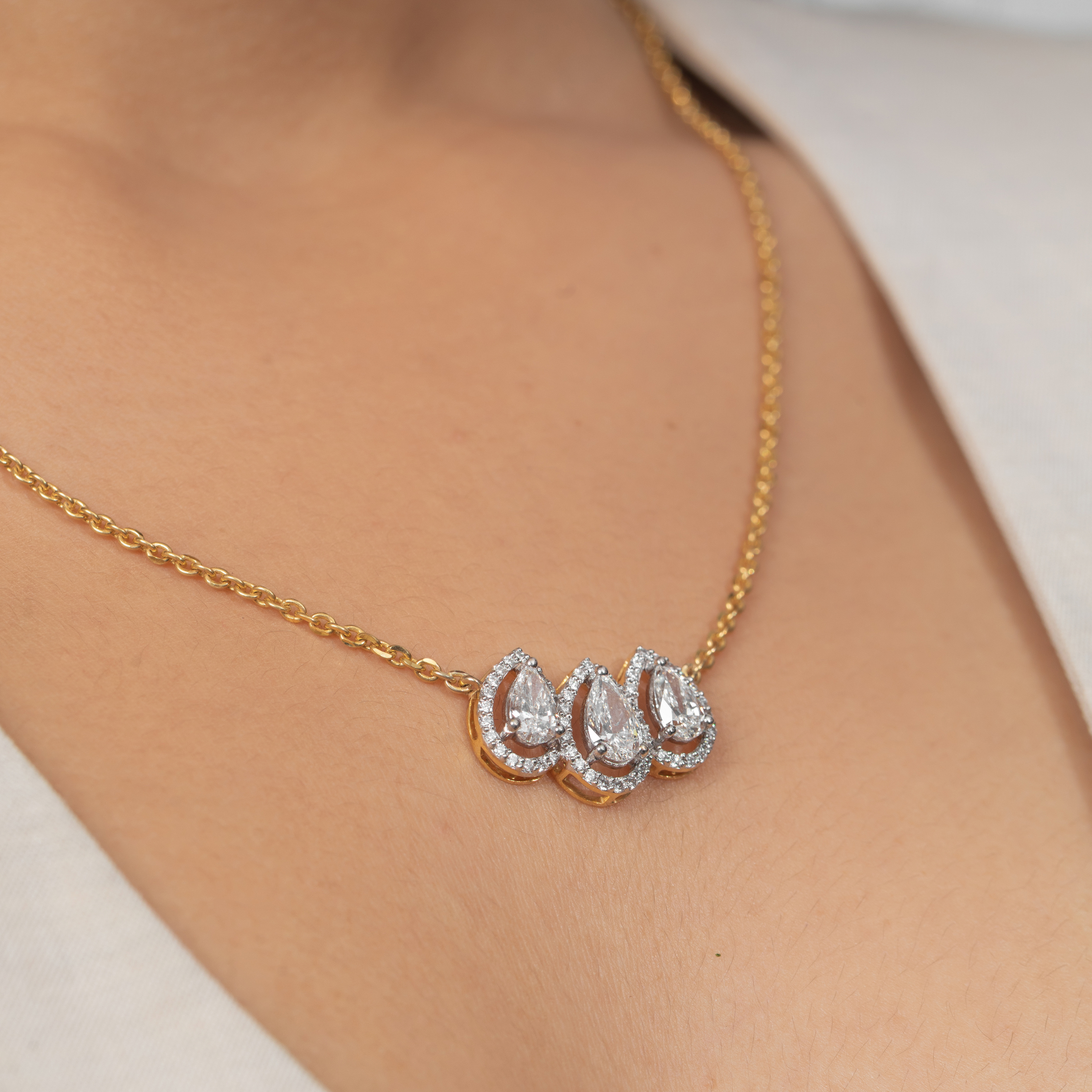 Trinity Pear Diamond Chain Pendant