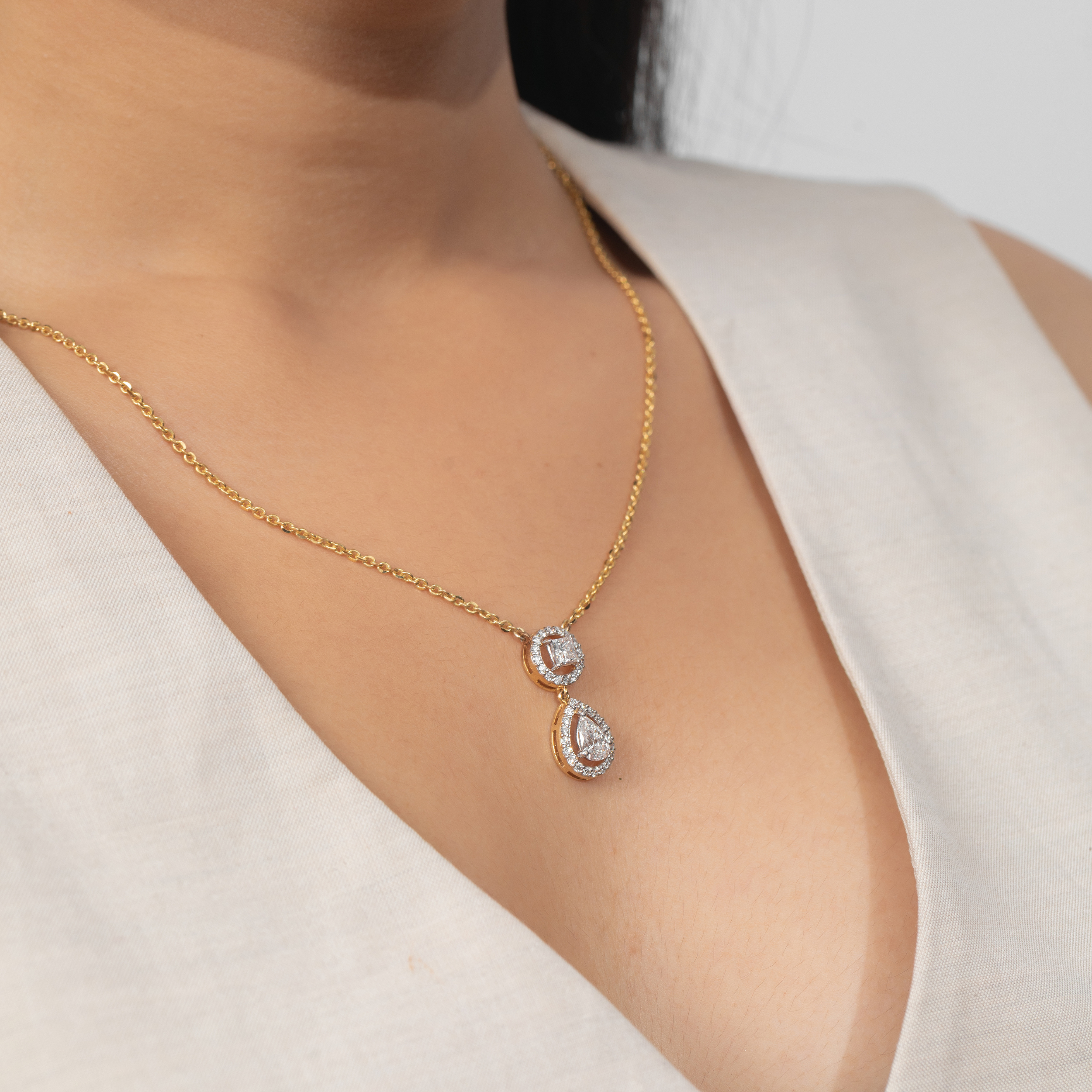 Princess & Pear Drop Chain Pendant