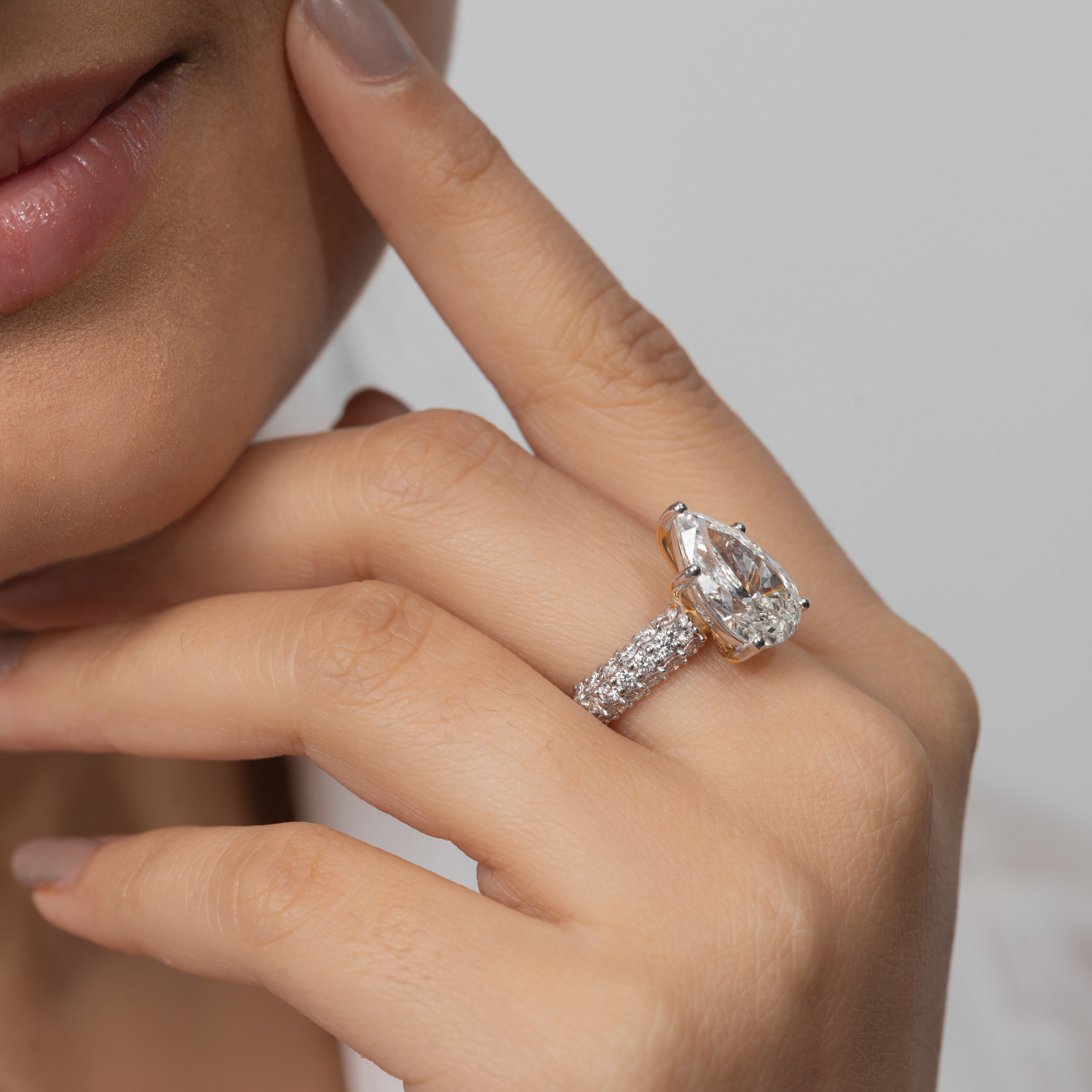 Bedazzled Solitaire Pear Ring