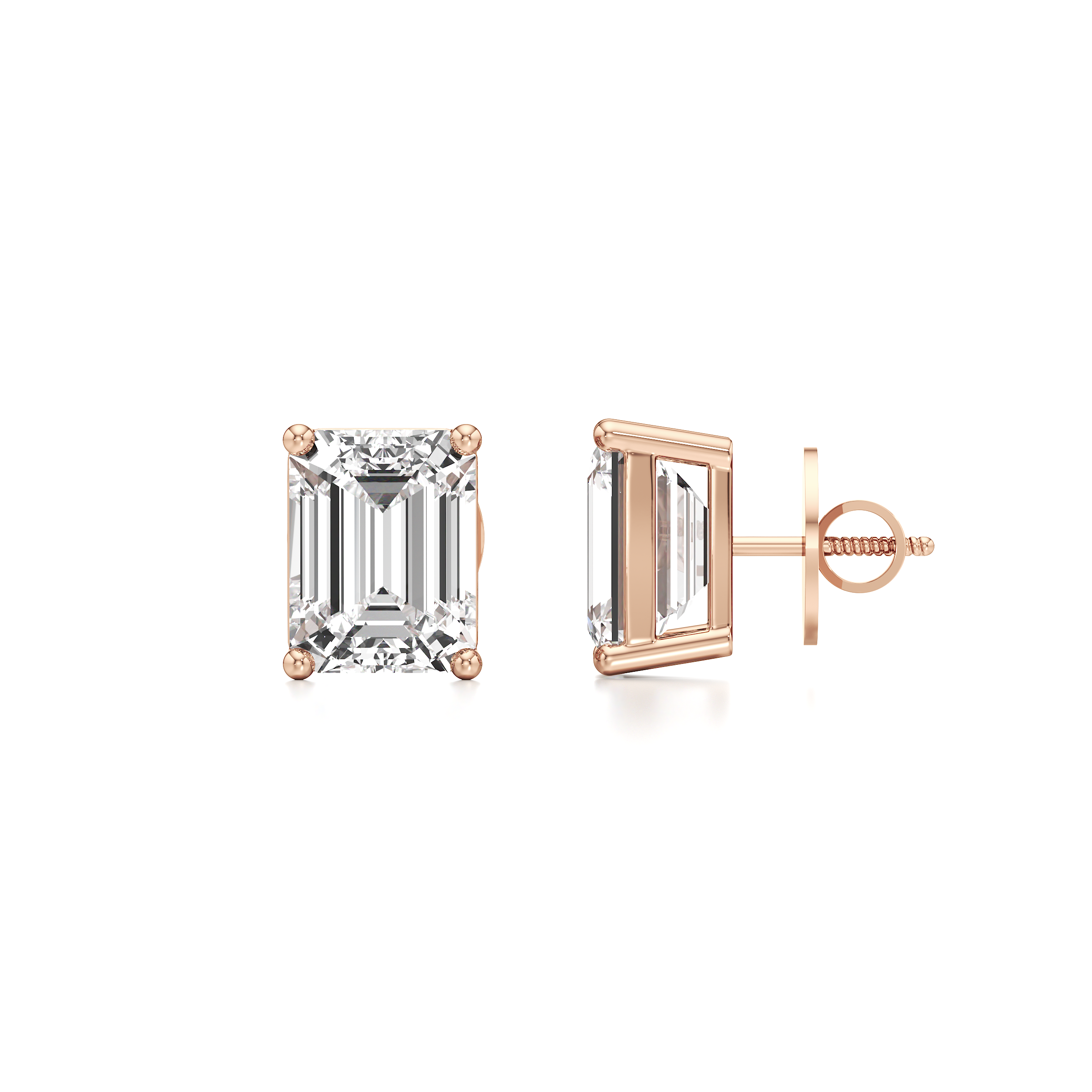 Emerald Solitaire Stud Earrings