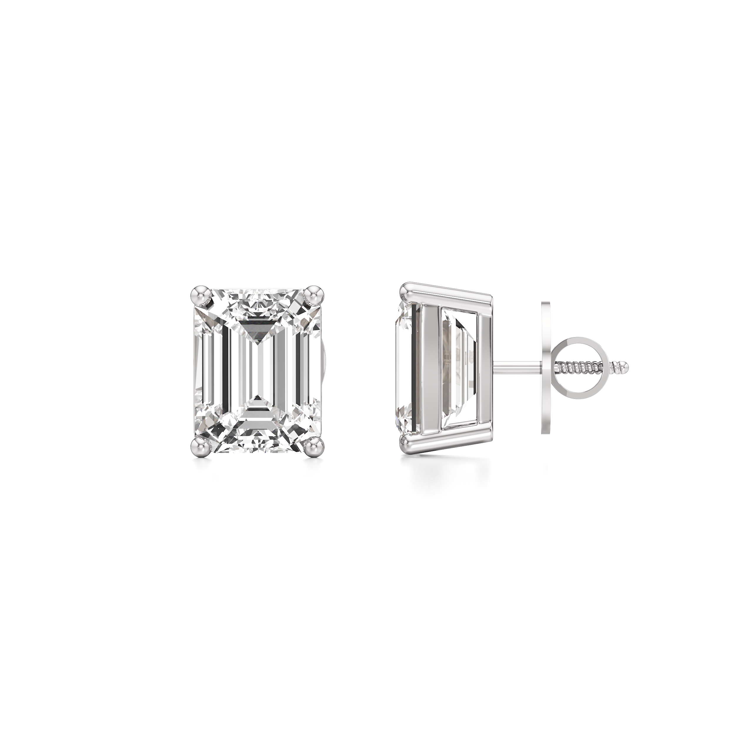 Emerald Solitaire Stud Earrings