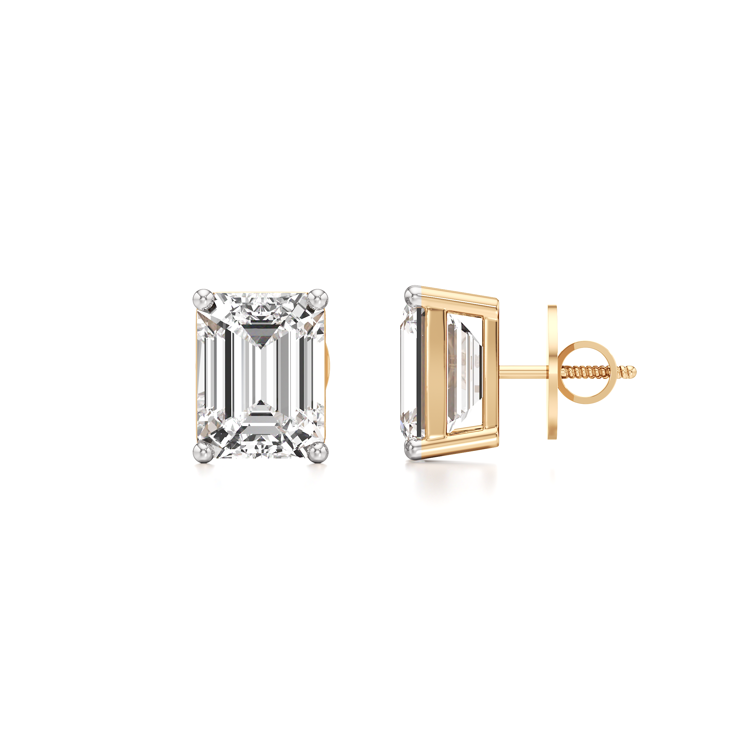 Emerald Solitaire Stud Earrings
