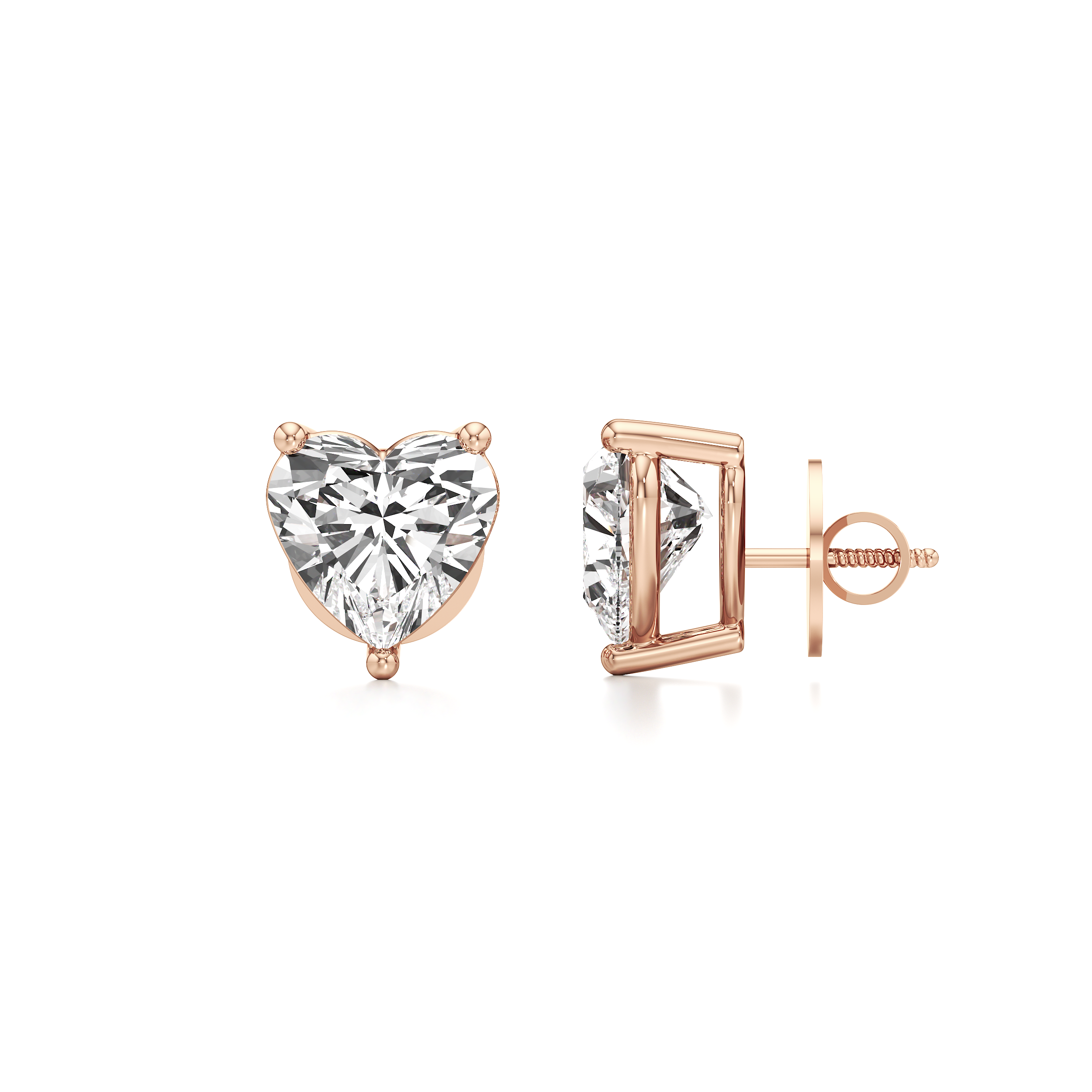 Heart Solitaire Stud Earrings