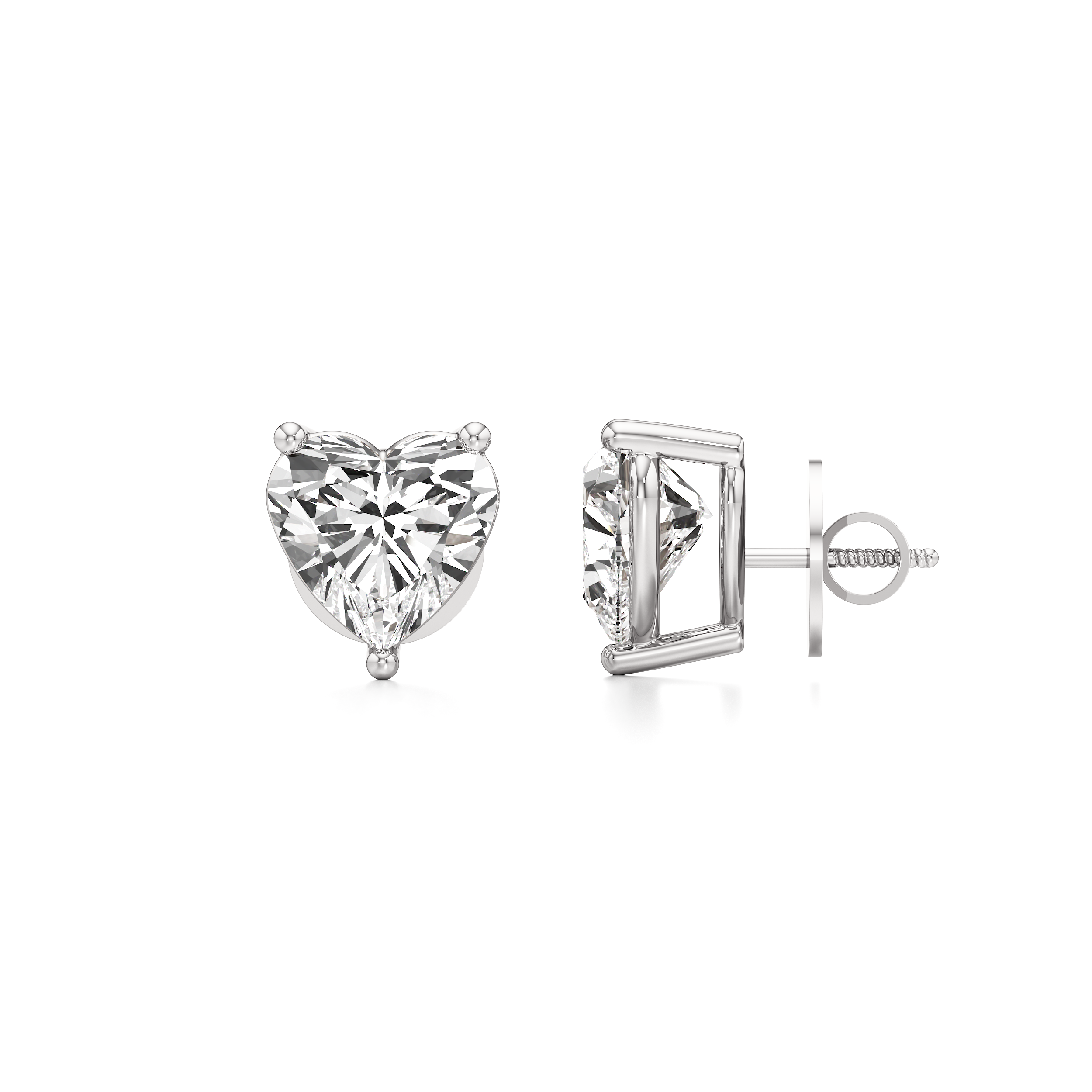 Heart Solitaire Stud Earrings