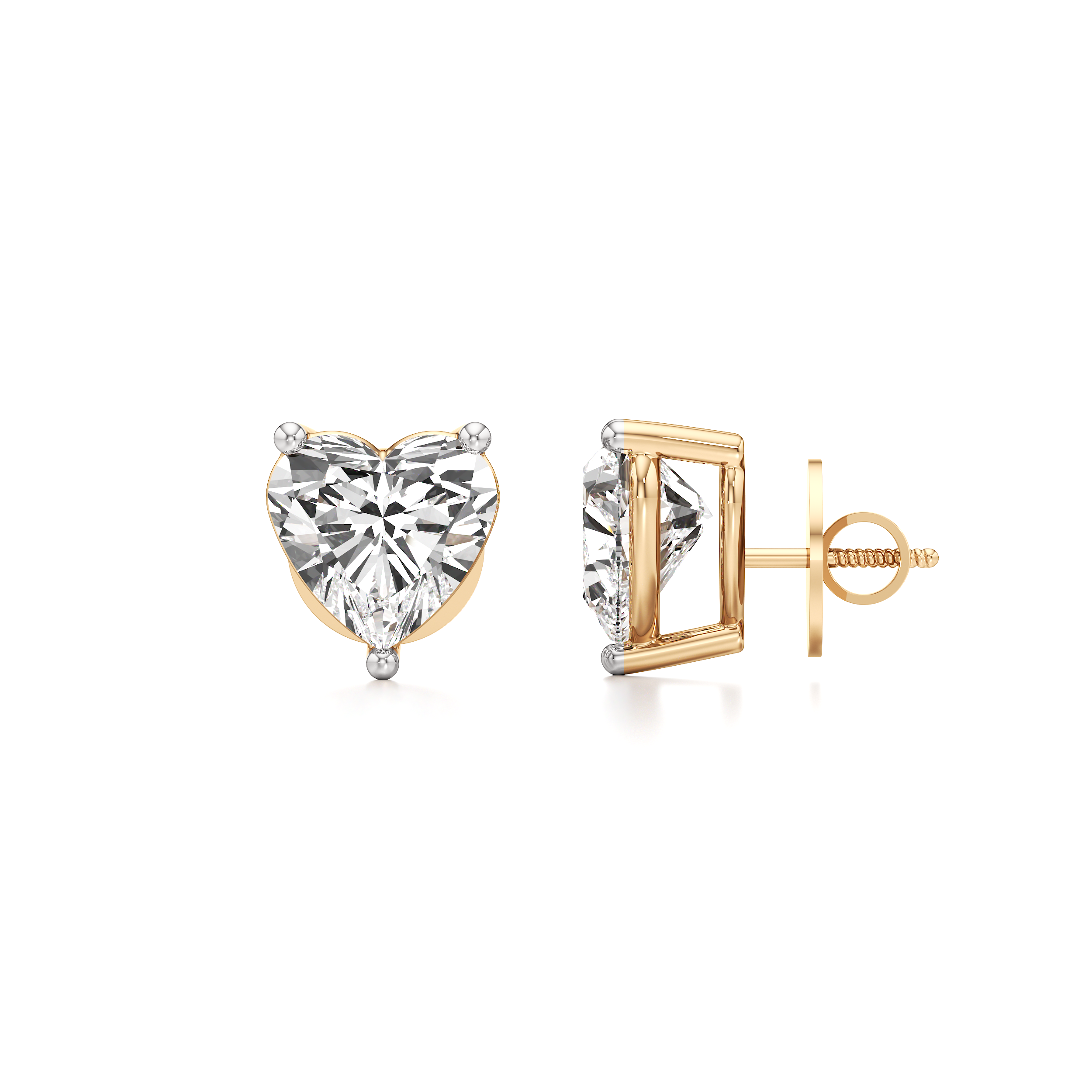 Heart Solitaire Stud Earrings