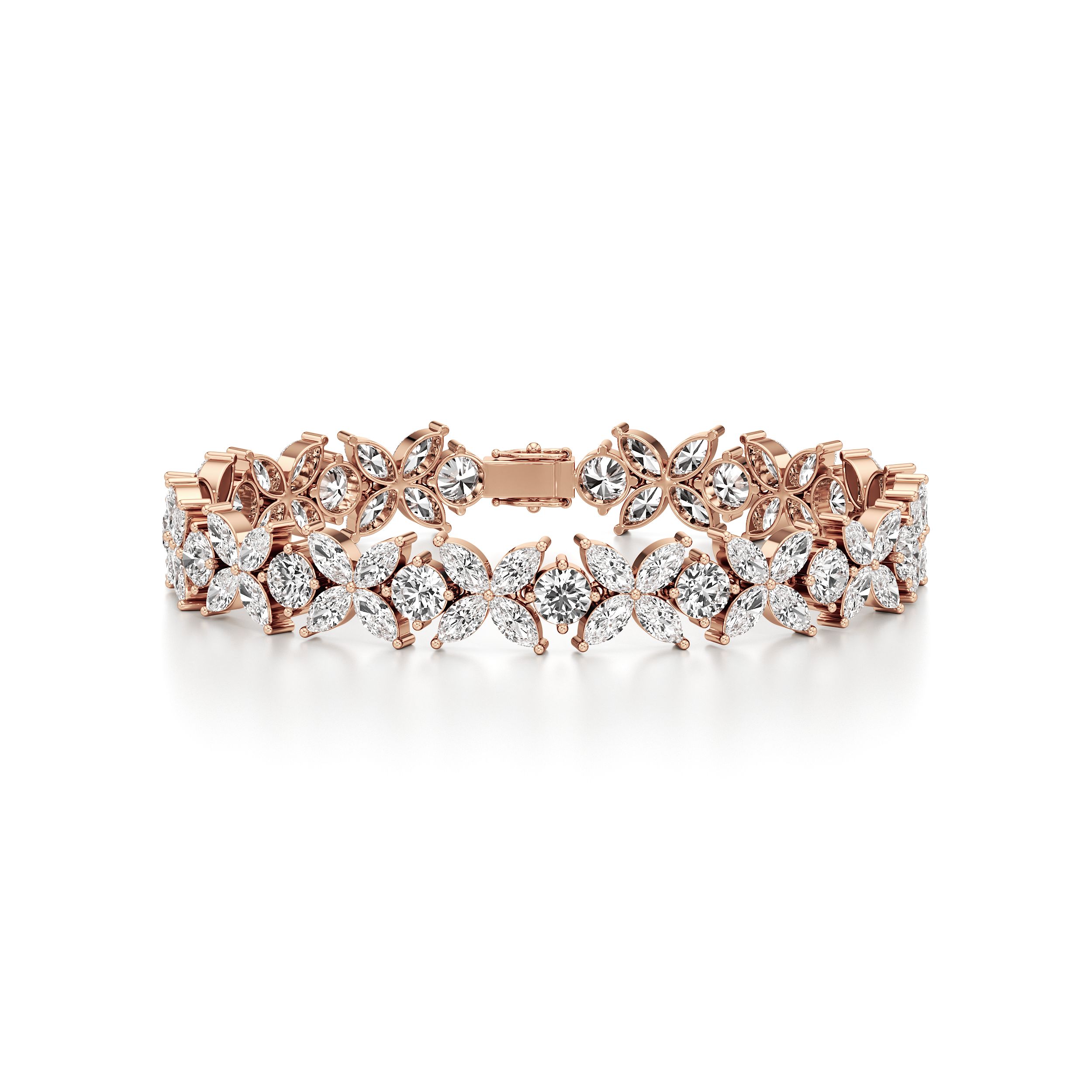 Flower Round Marquise Tennis Bracelet