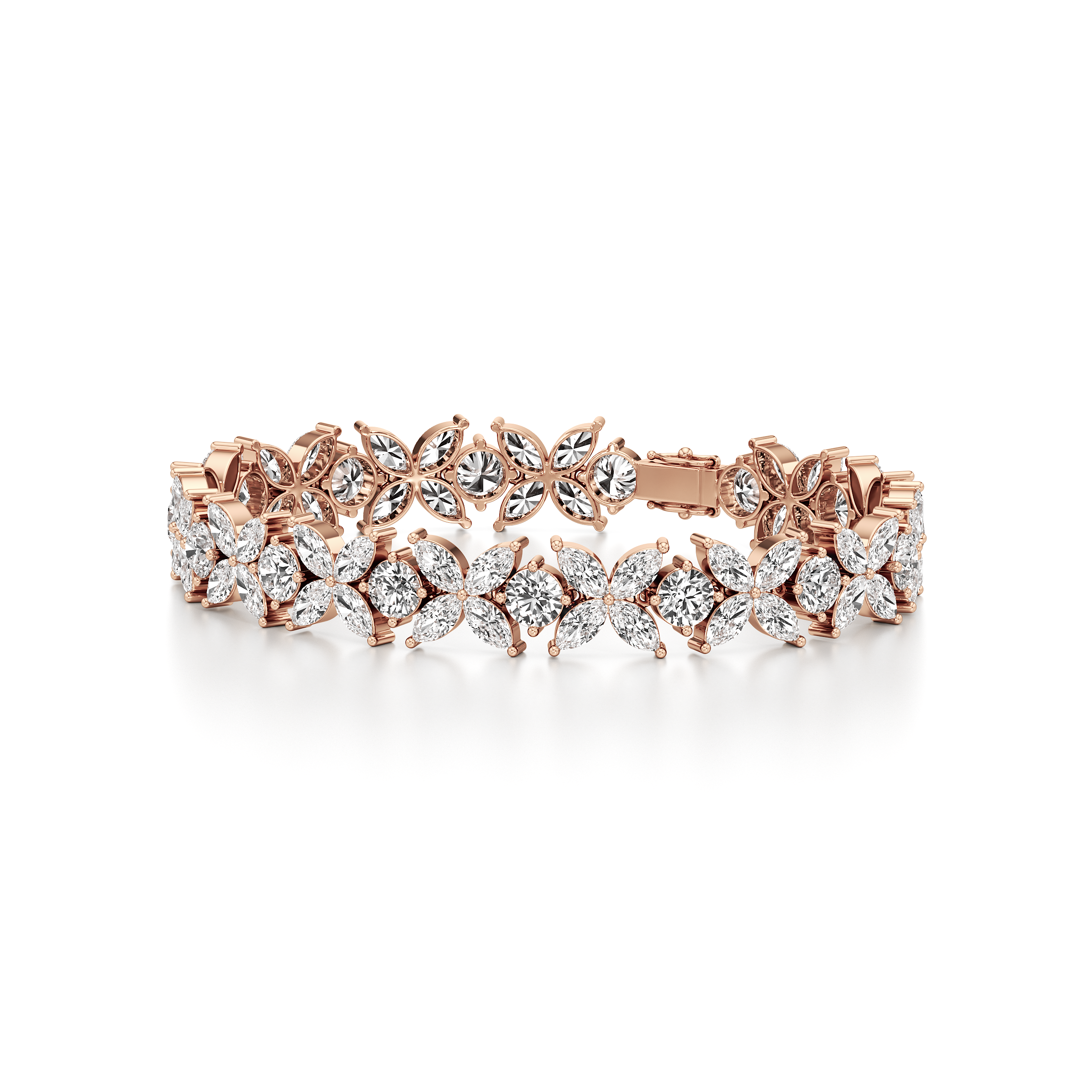 Flower Round Marquise Tennis Bracelet