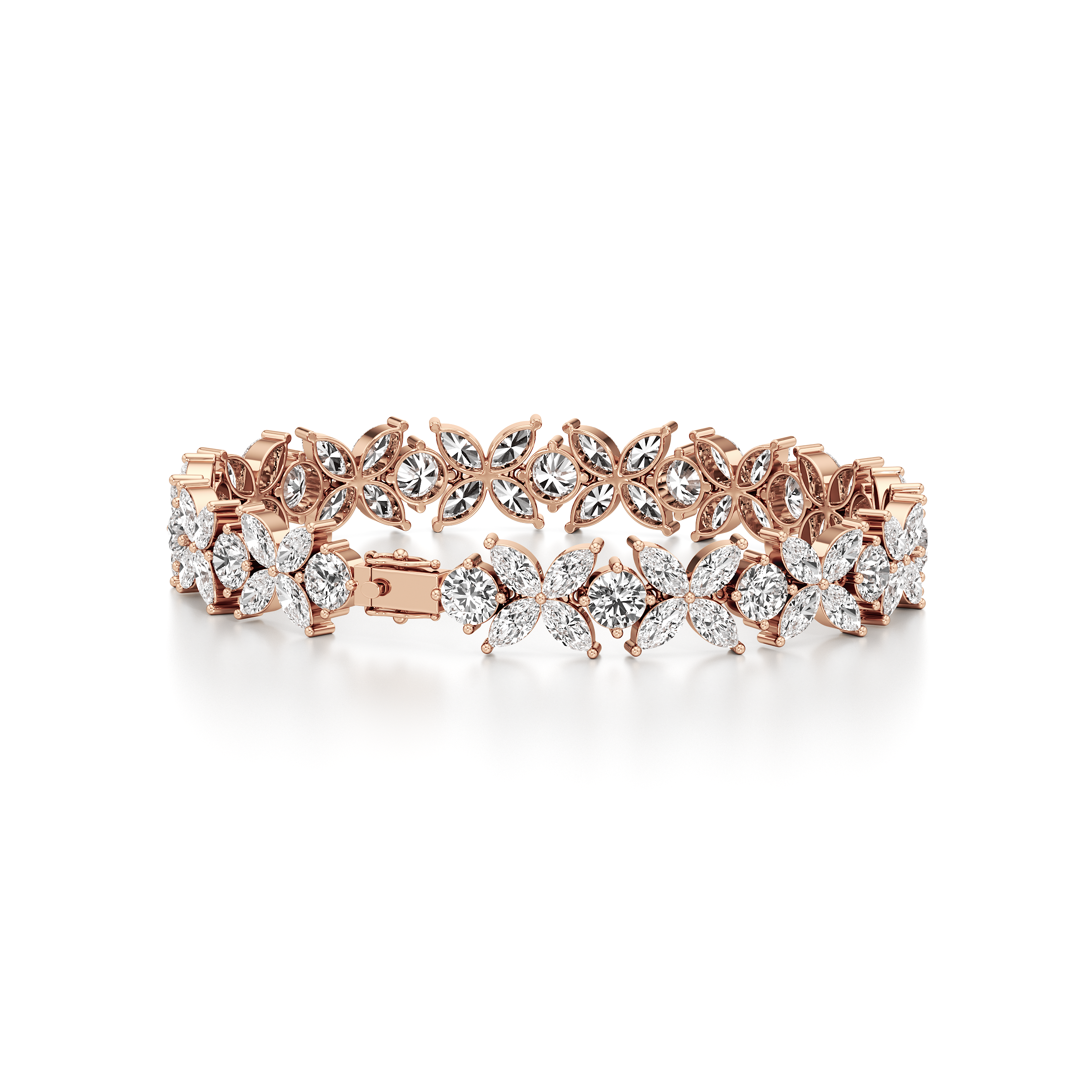 Flower Round Marquise Tennis Bracelet