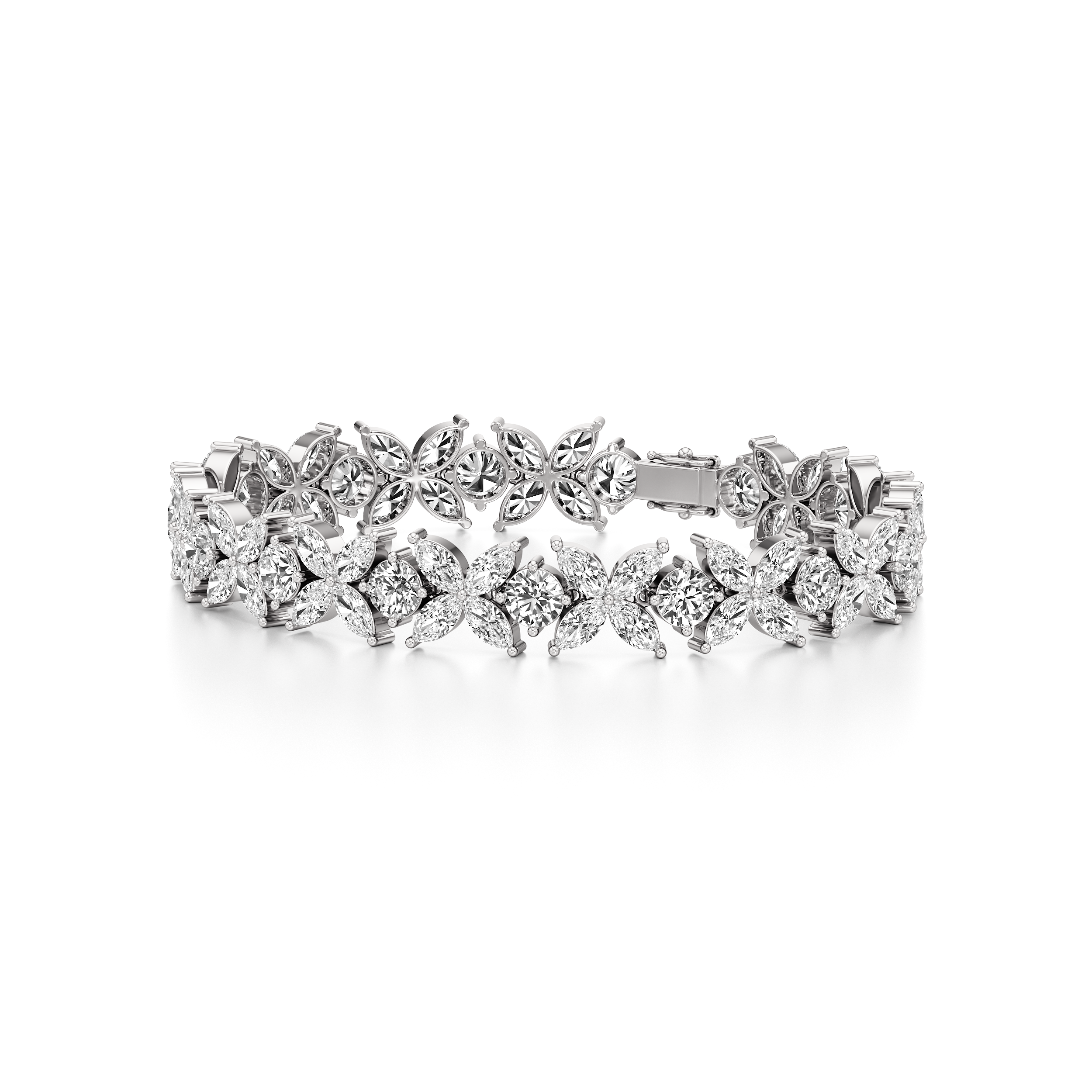 Flower Round Marquise Tennis Bracelet