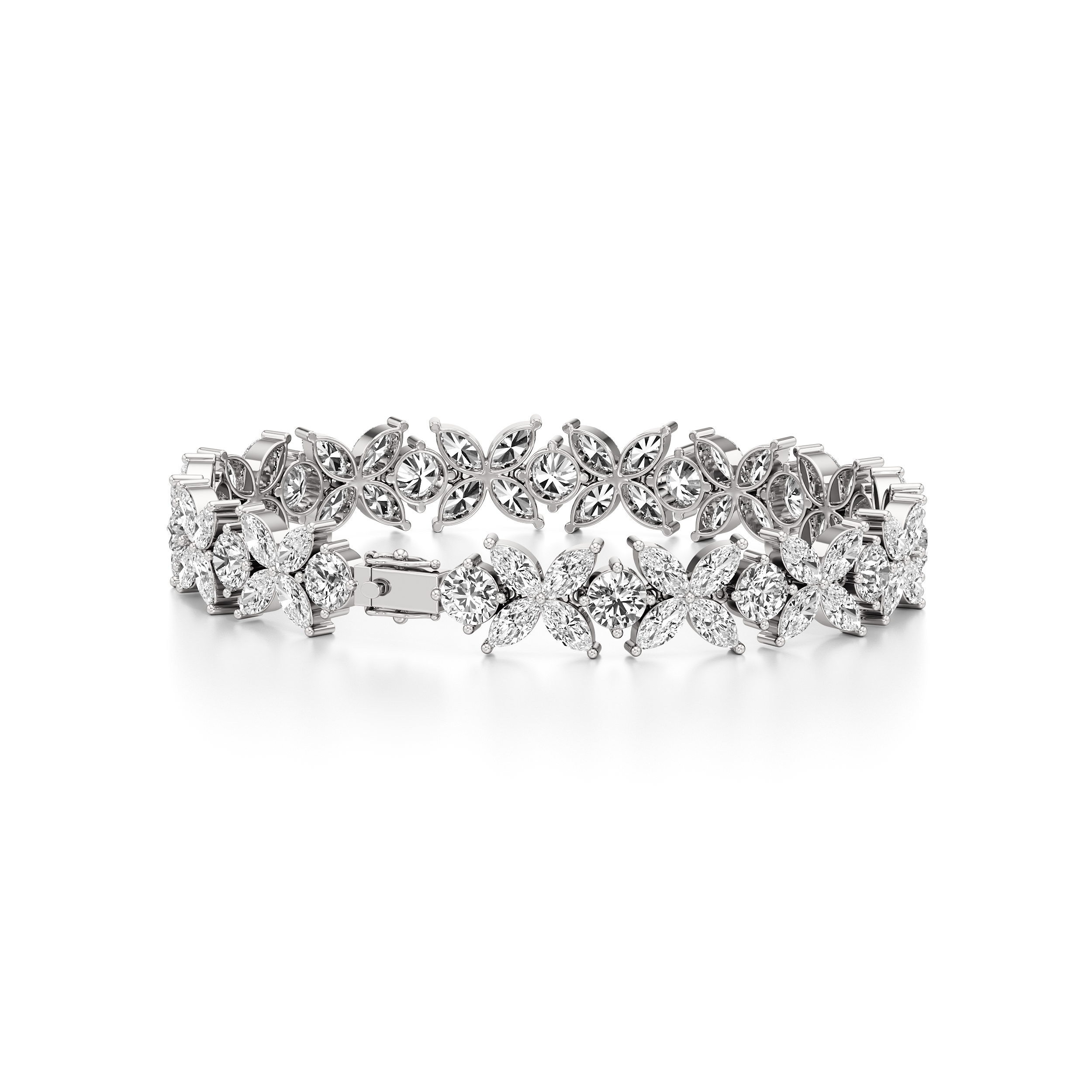 Flower Round Marquise Tennis Bracelet