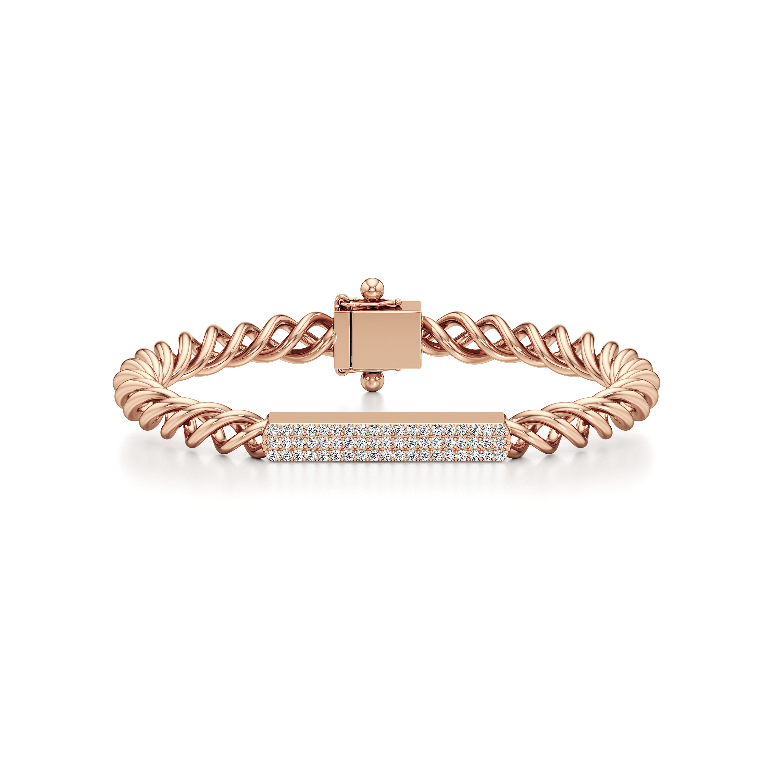 Pave Round Cuban Chain Men's Bracelet