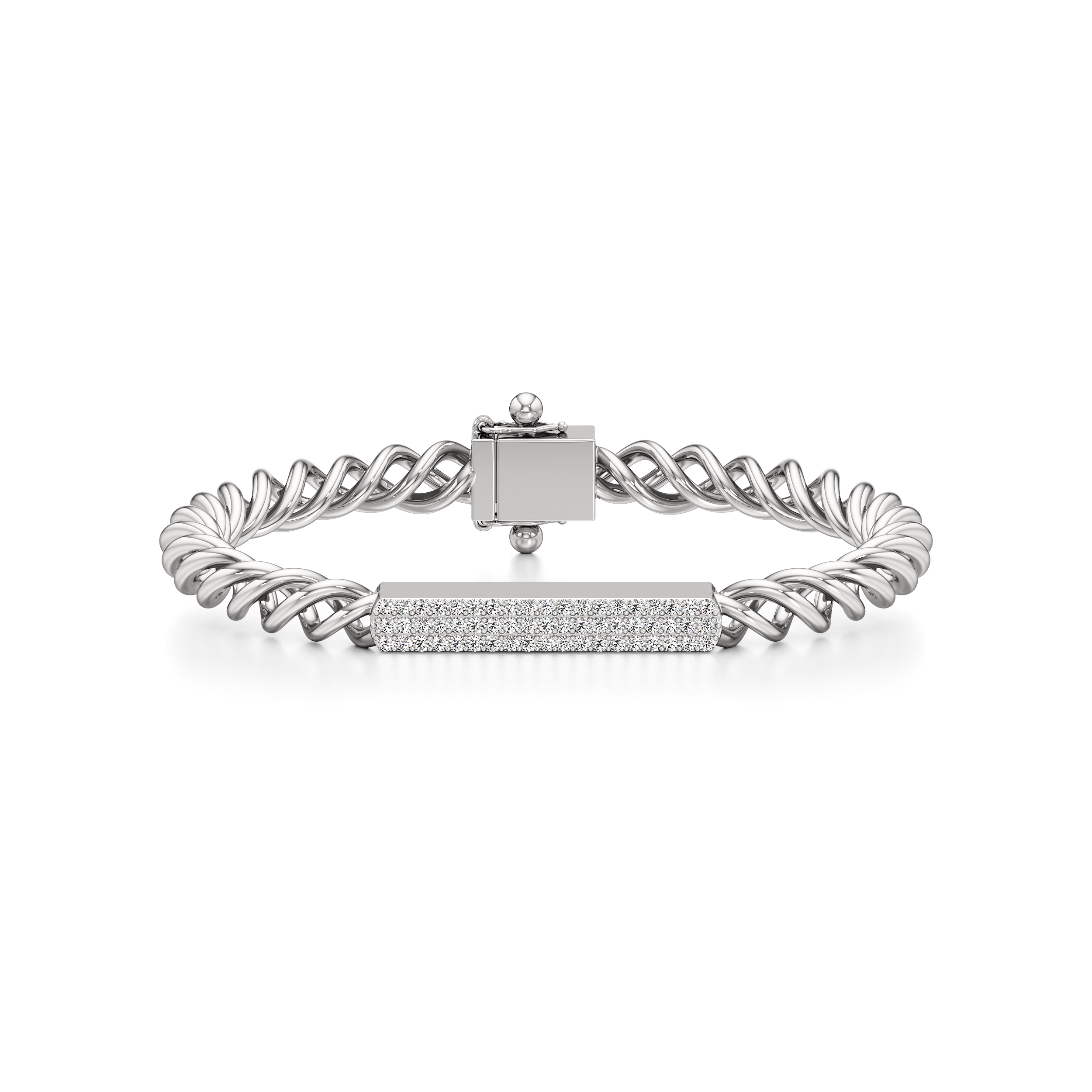 Pave Round Cuban Chain Men's Bracelet