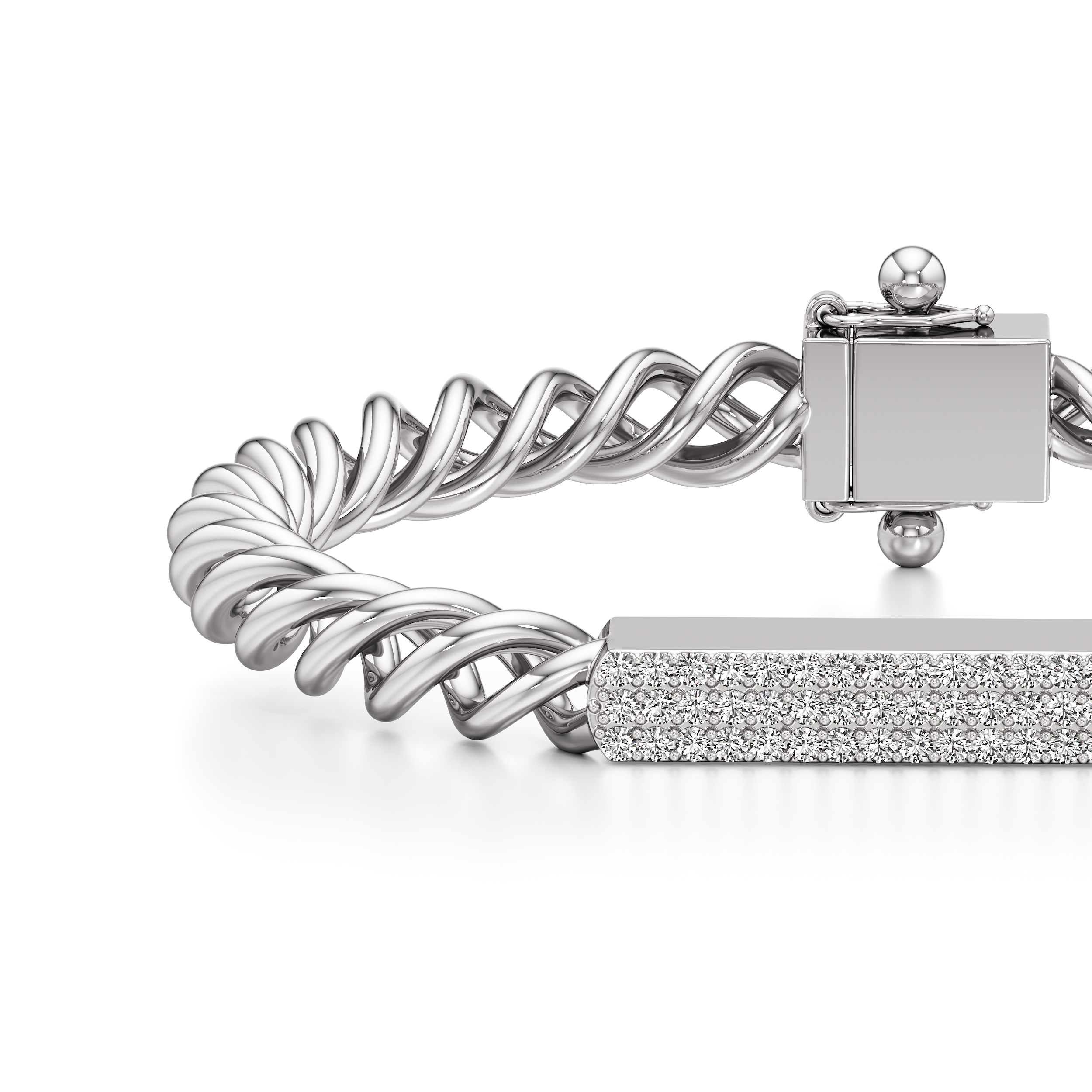 Pave Round Cuban Chain Men's Bracelet