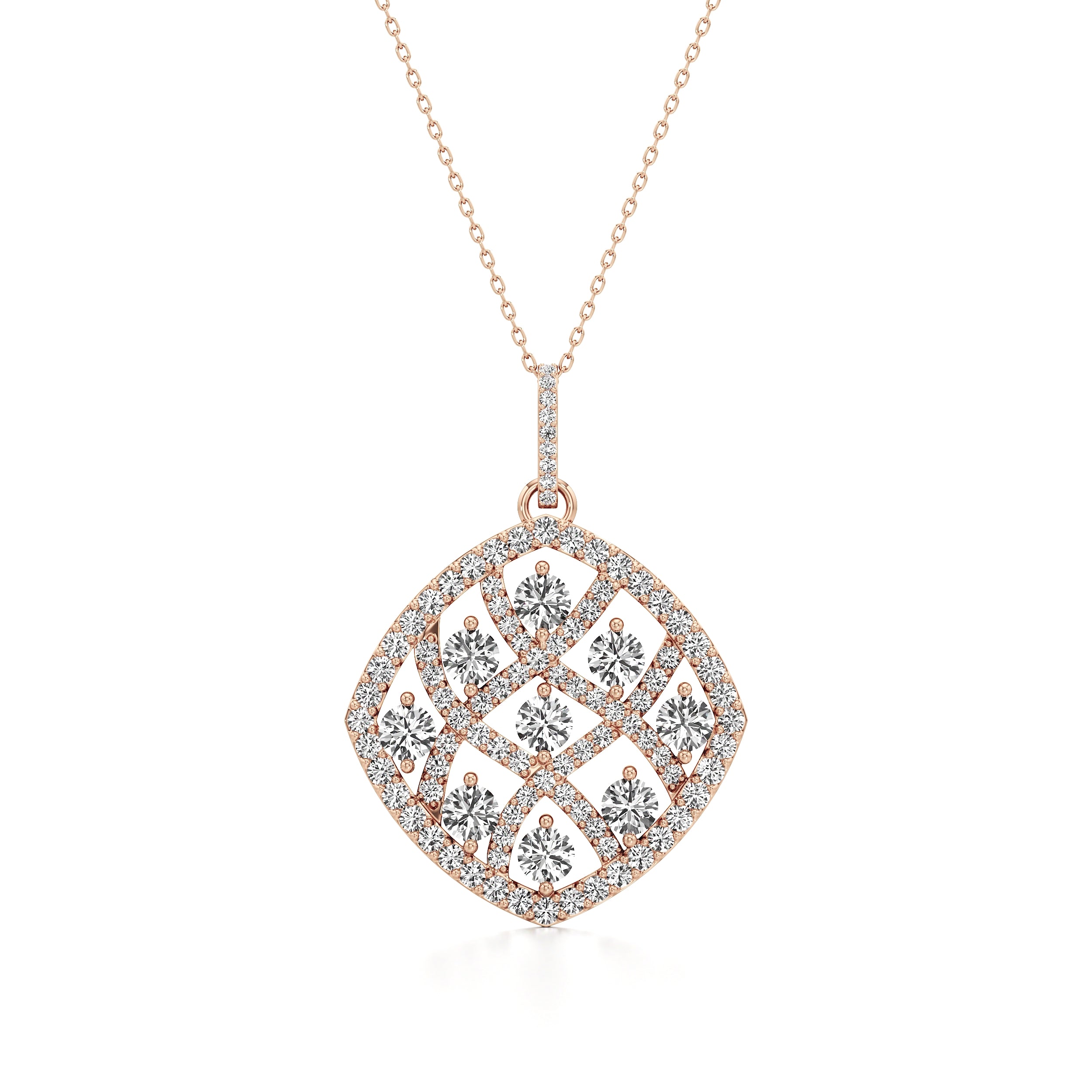 Latticework Round Diamond Pendant