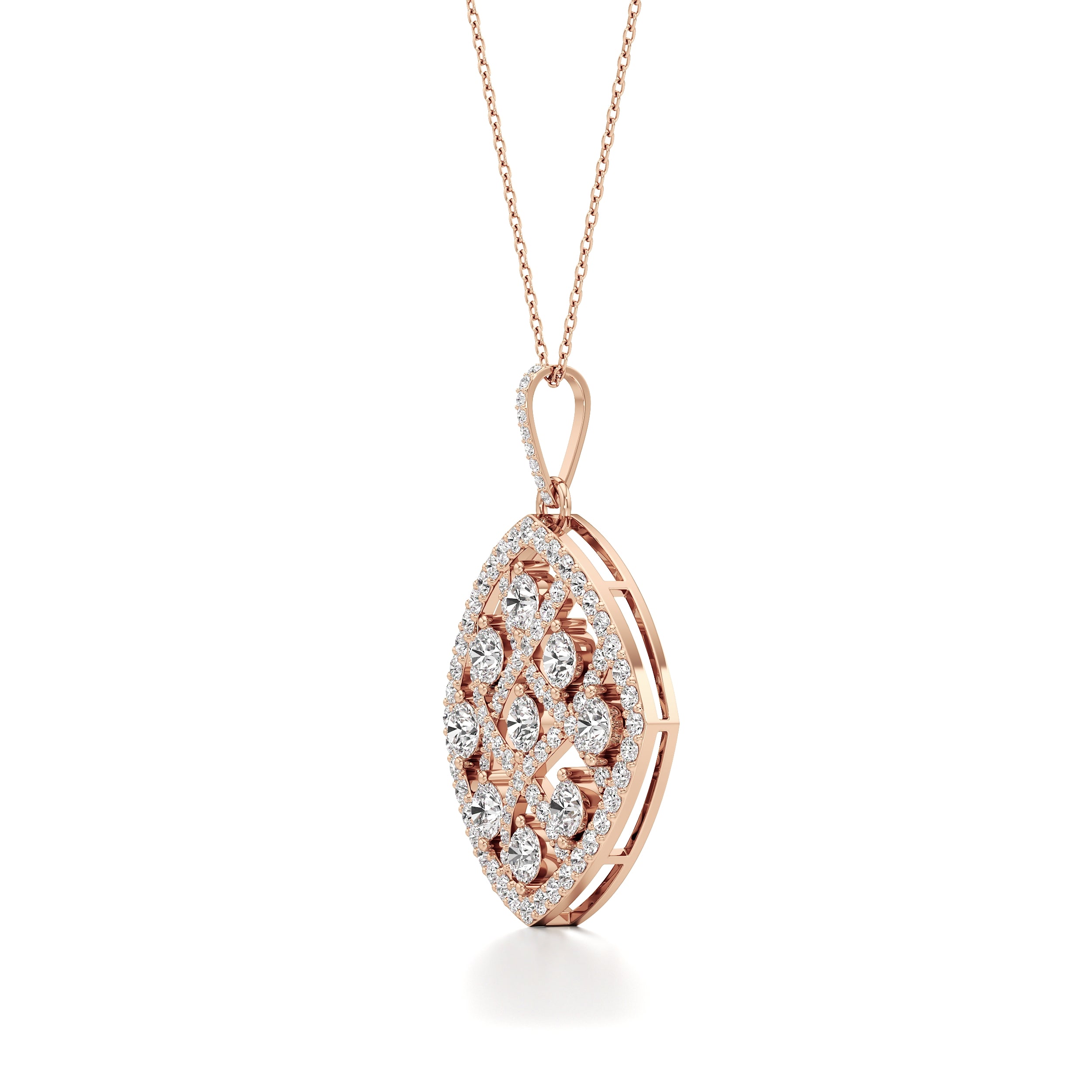 Latticework Round Diamond Pendant
