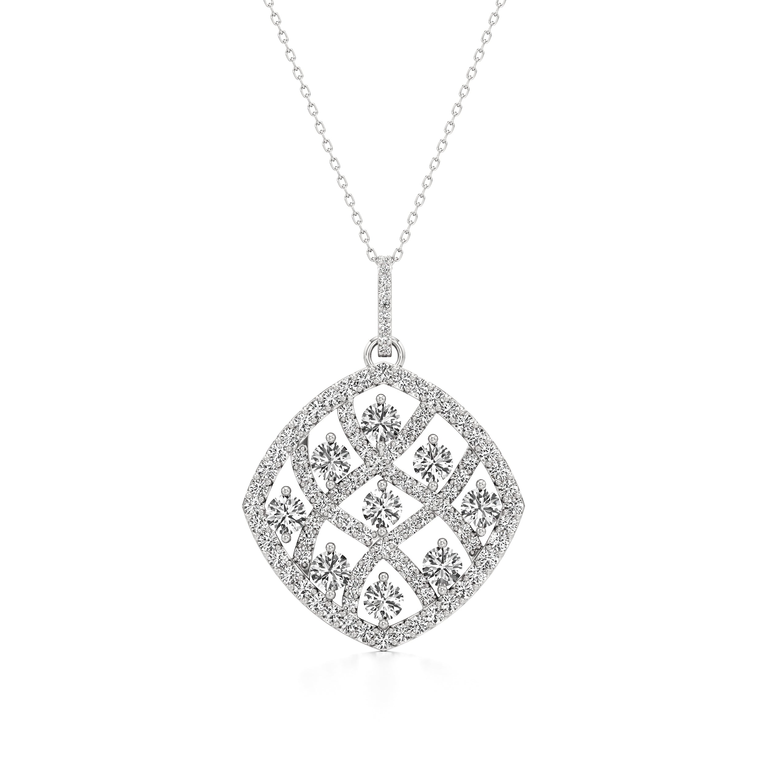 Latticework Round Diamond Pendant
