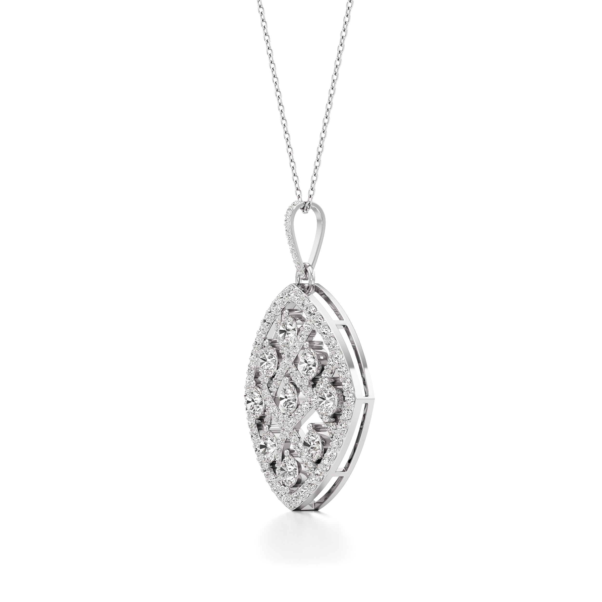 Latticework Round Diamond Pendant