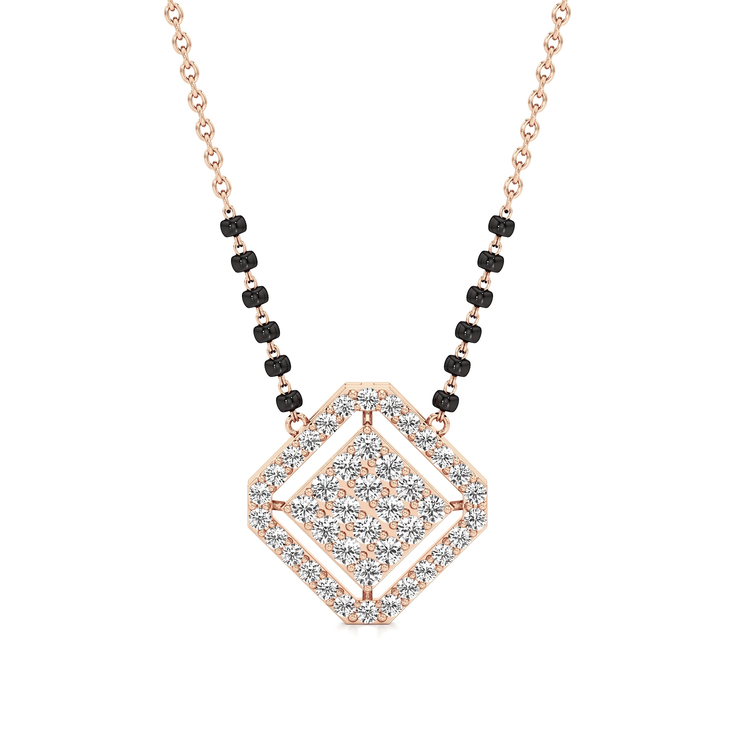Square Halo Diamond Mangalsutra