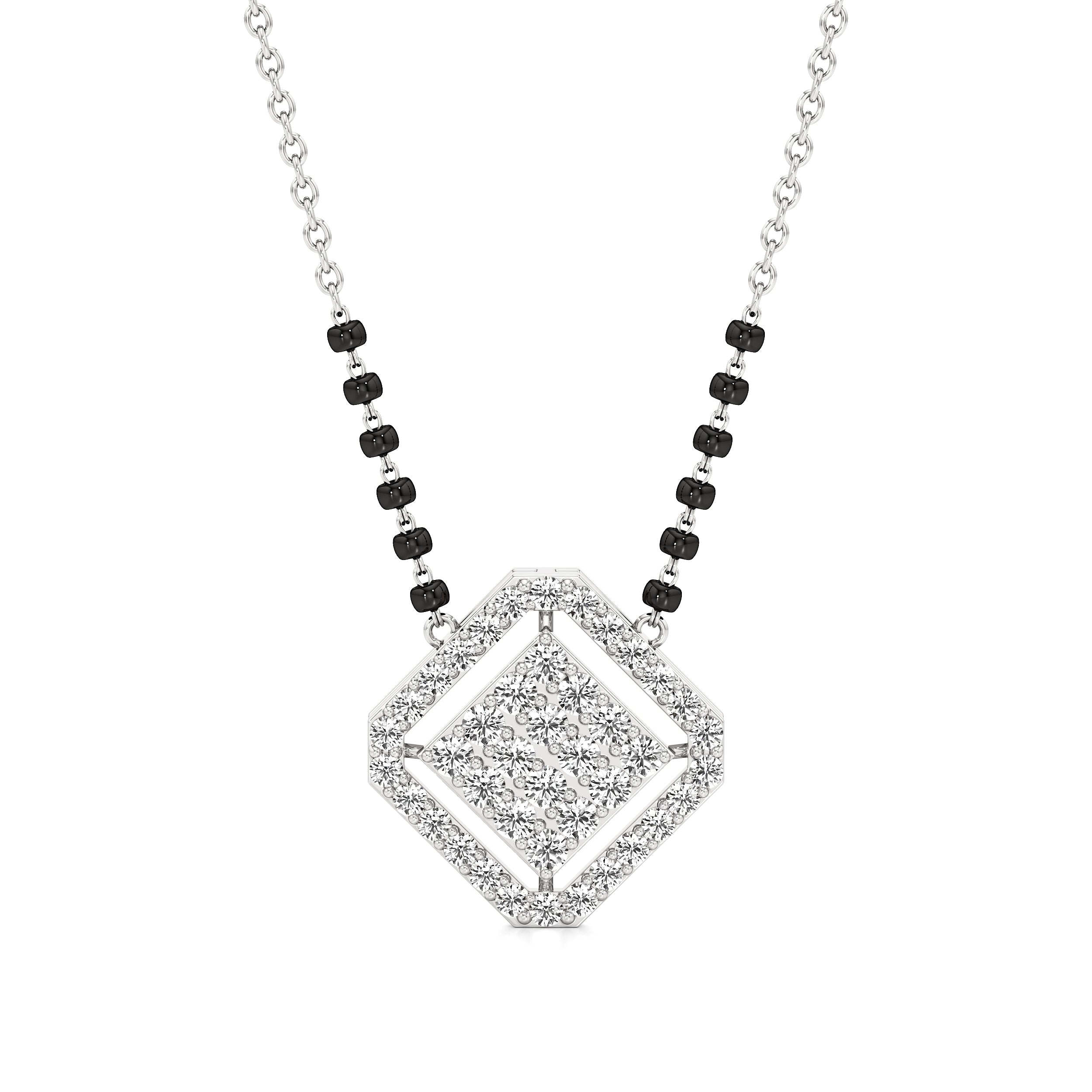 Square Halo Diamond Mangalsutra
