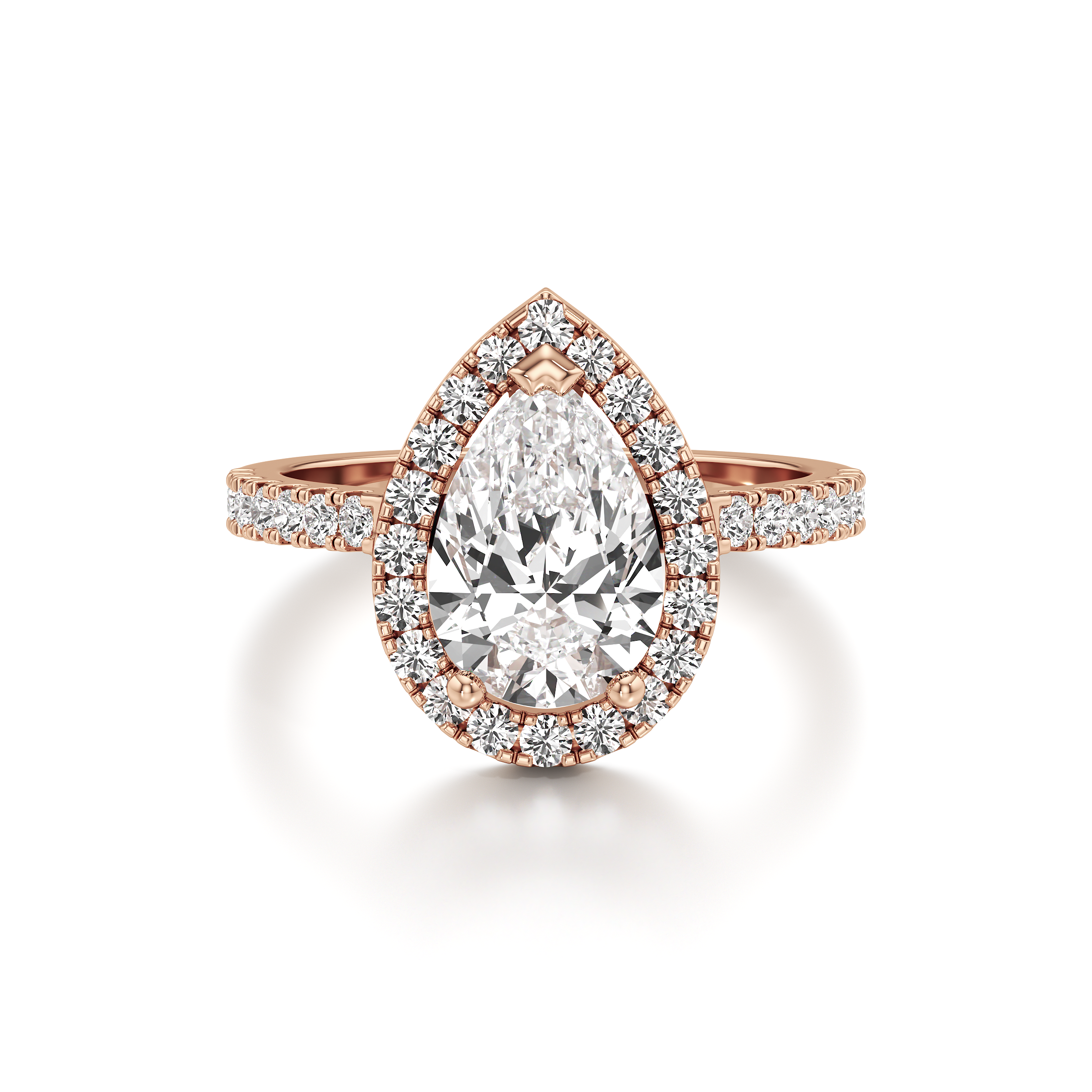Halo Solitaire Pear Ring