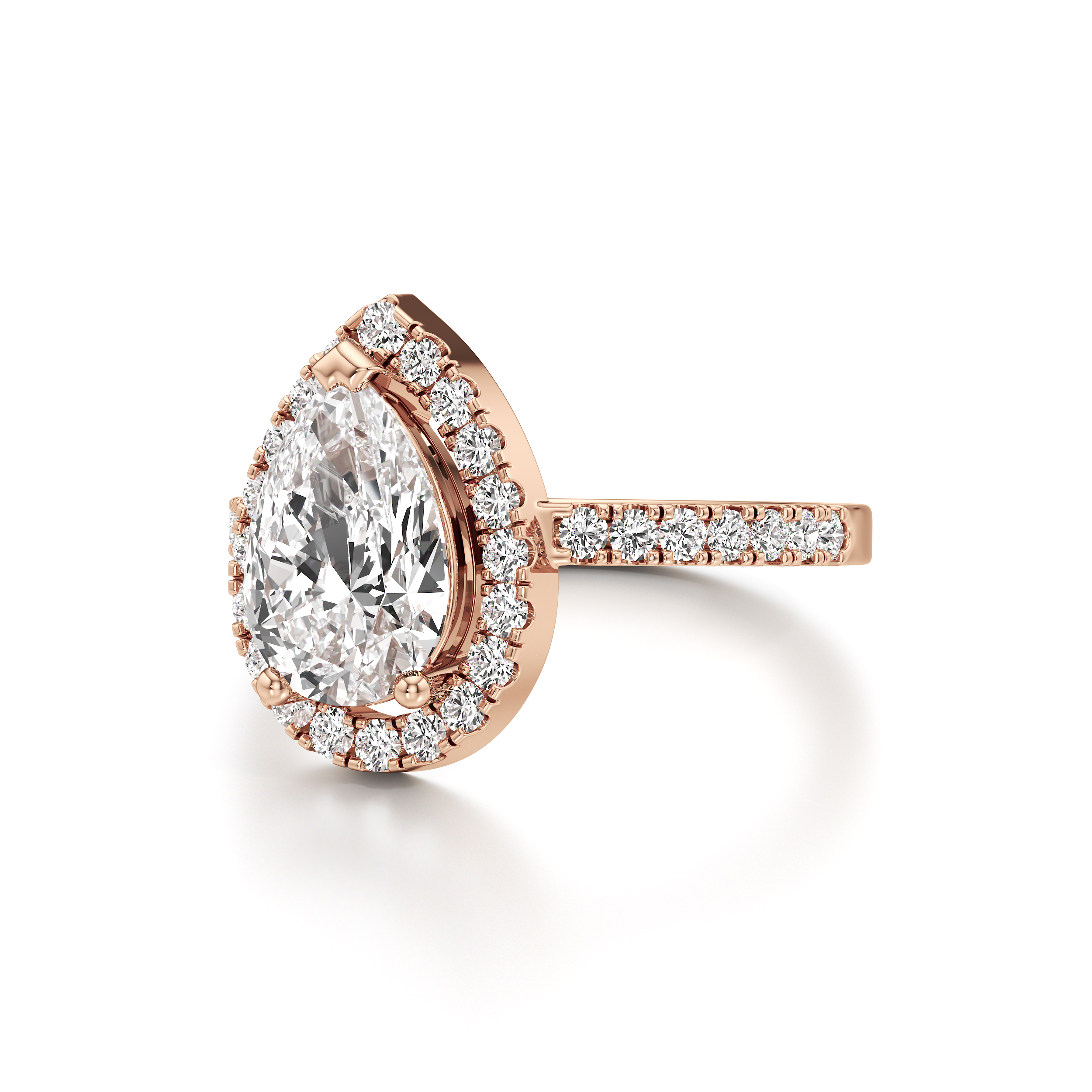 Halo Solitaire Pear Ring