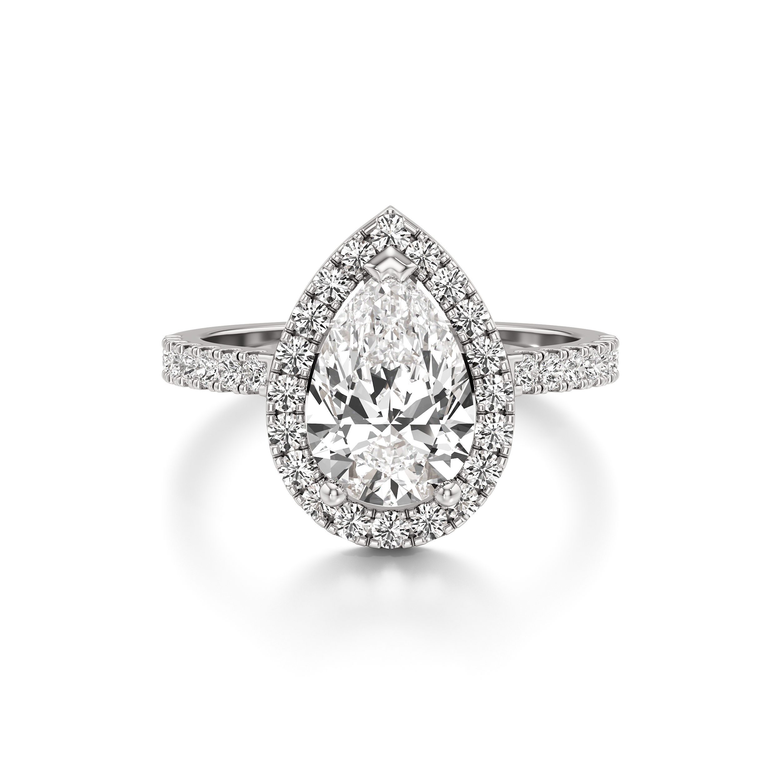 Halo Solitaire Pear Ring