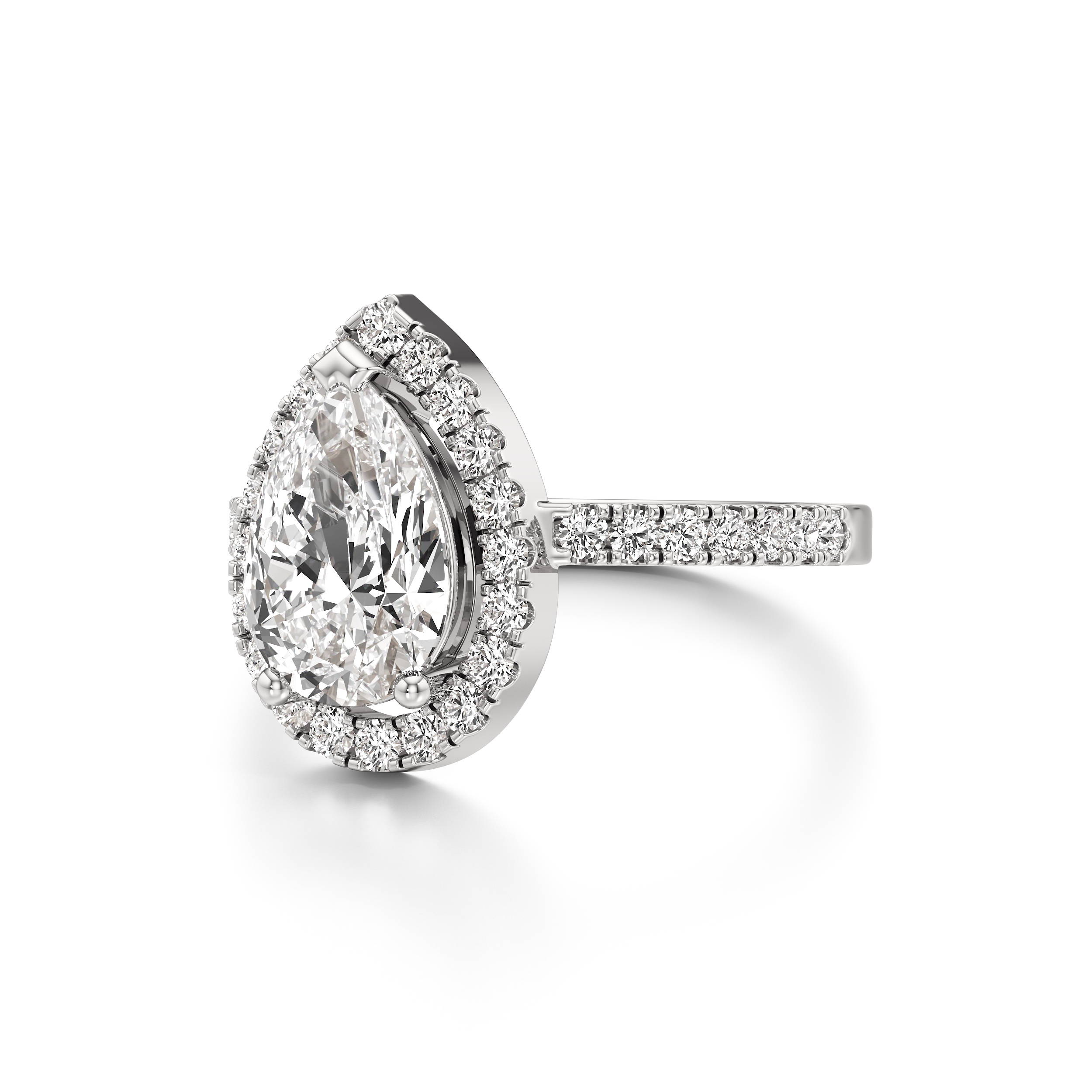 Halo Solitaire Pear Ring