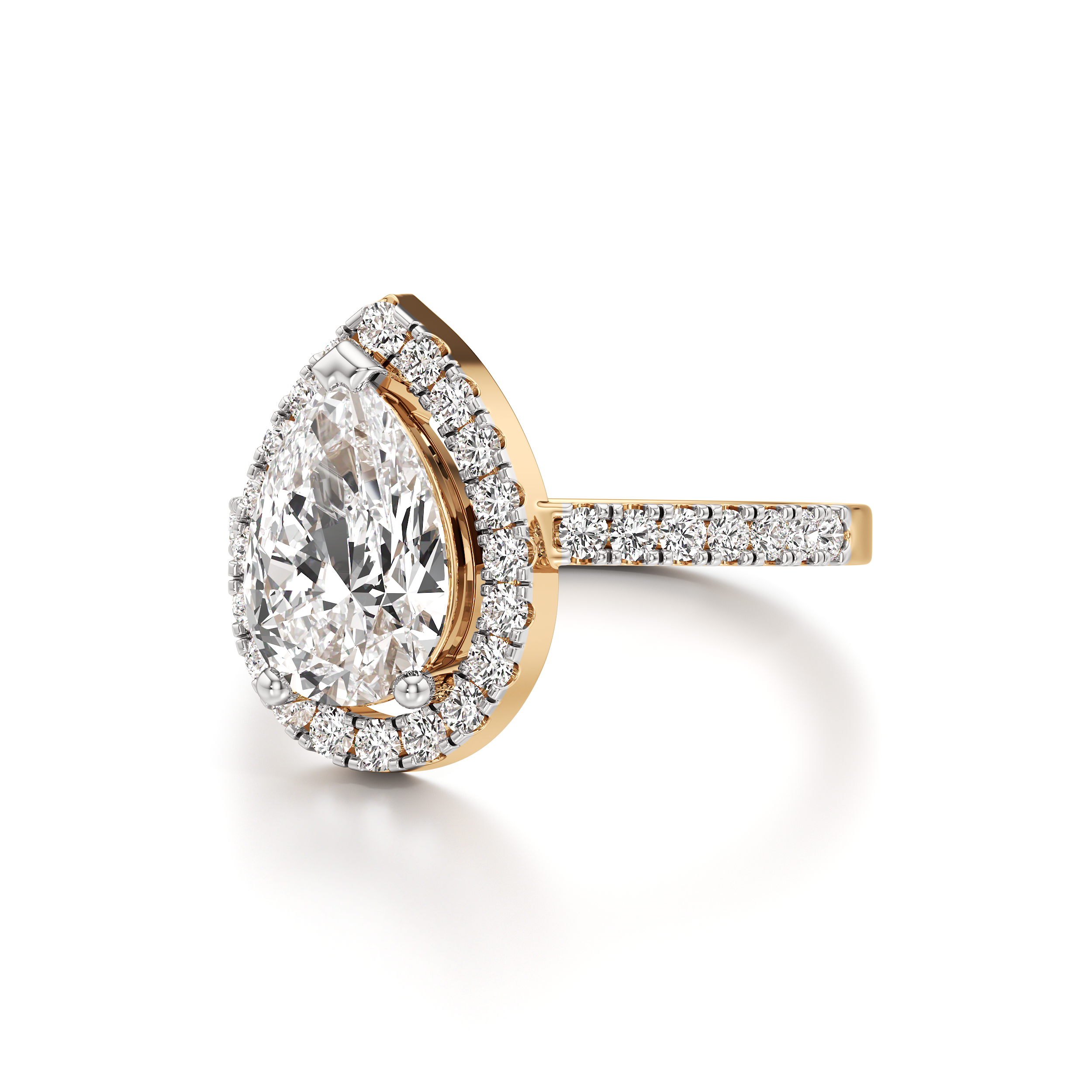 Halo Solitaire Pear Ring