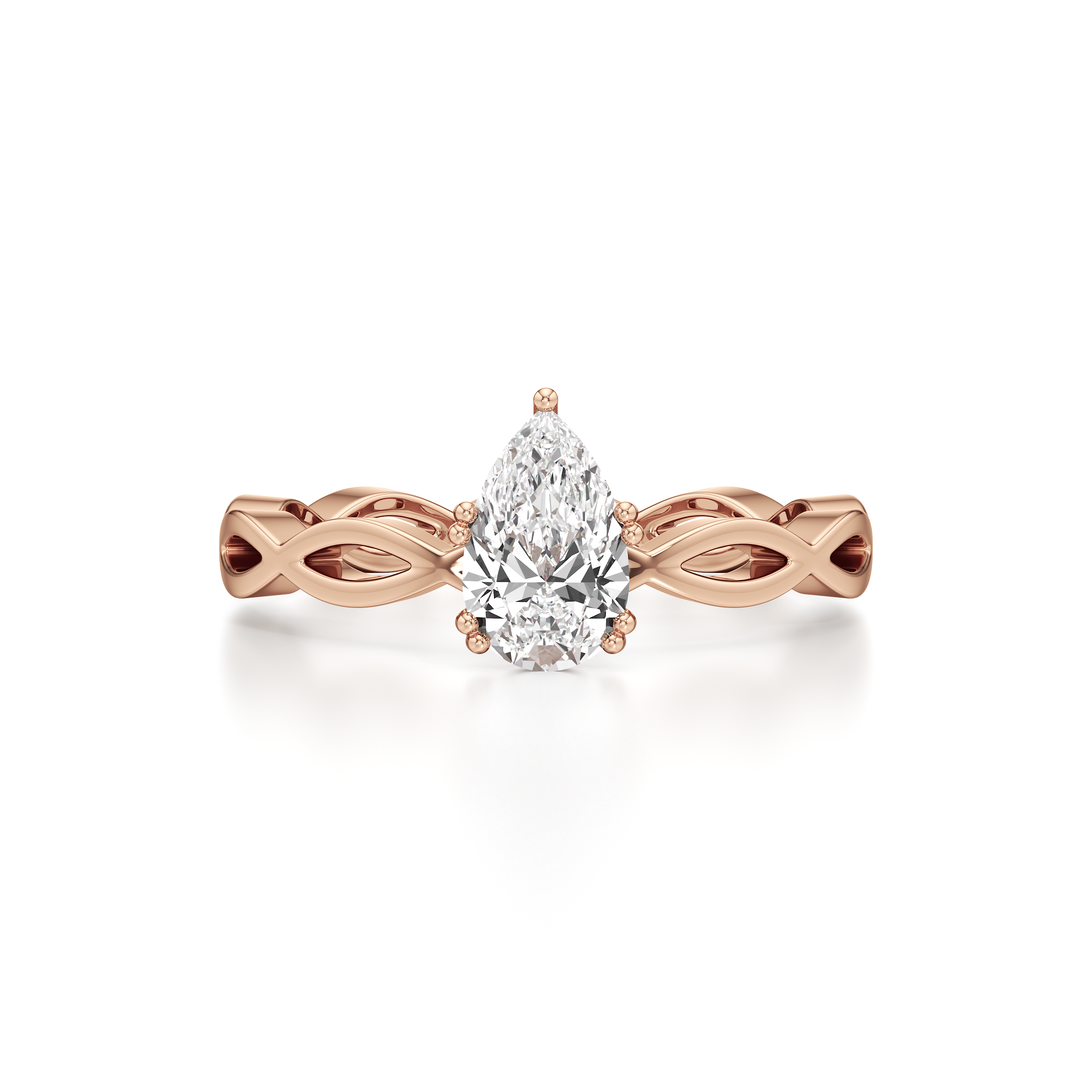 Solitaire Pear Loop Band Ring