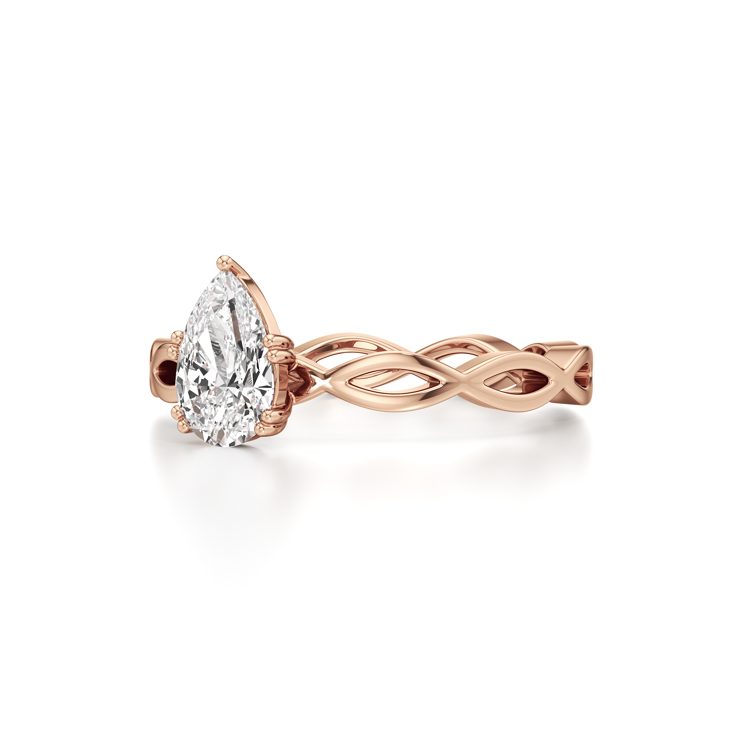 Solitaire Pear Loop Band Ring