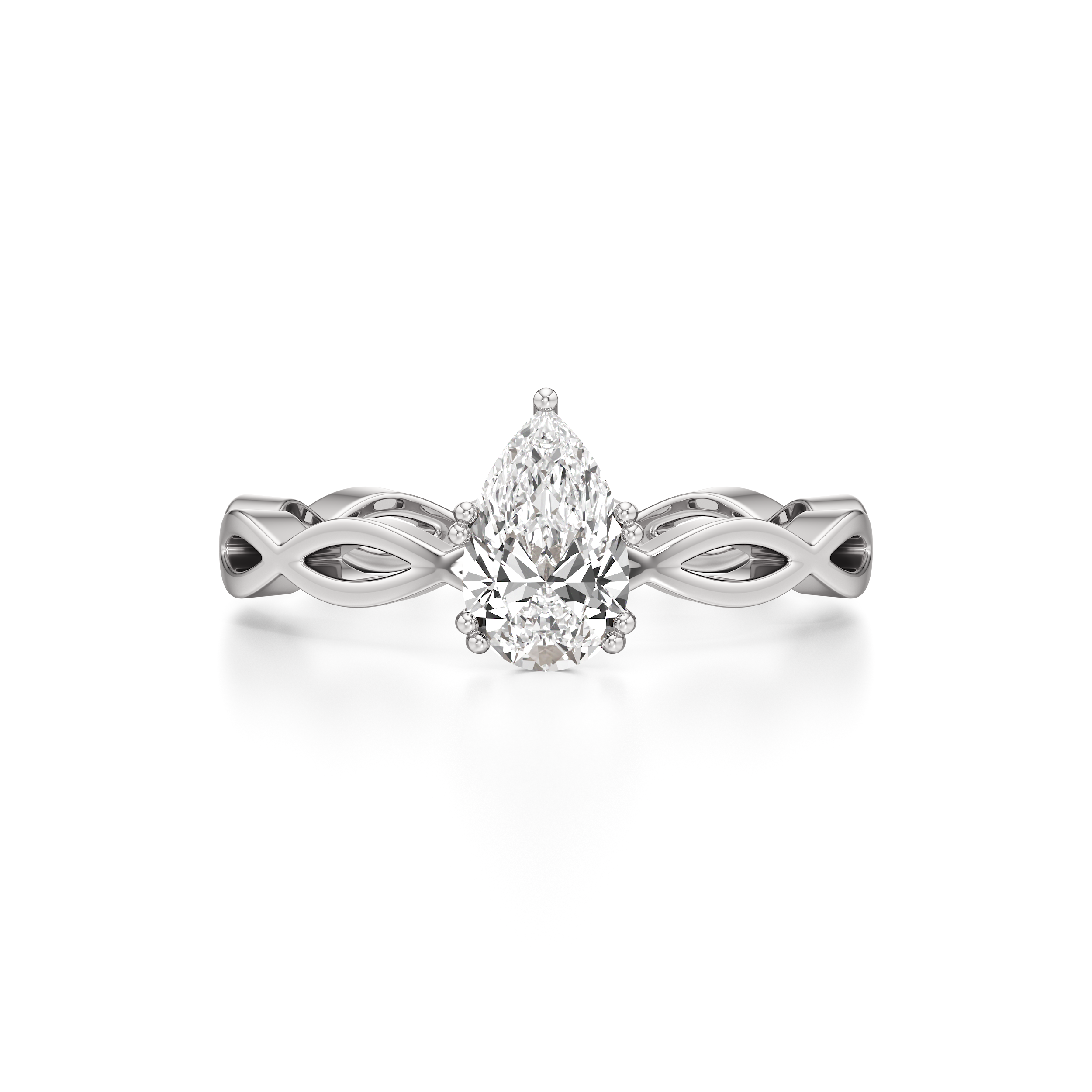 Solitaire Pear Loop Band Ring
