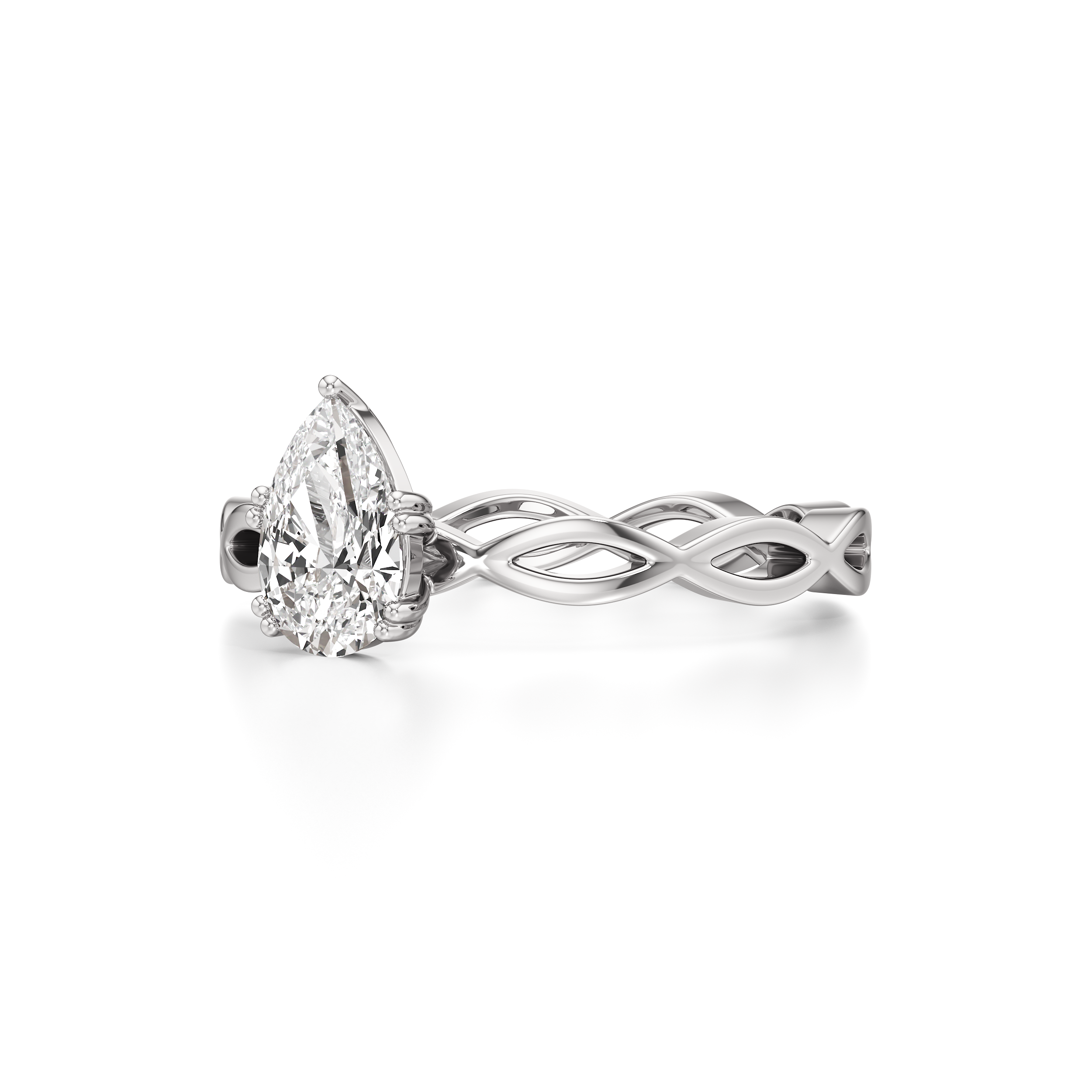 Solitaire Pear Loop Band Ring