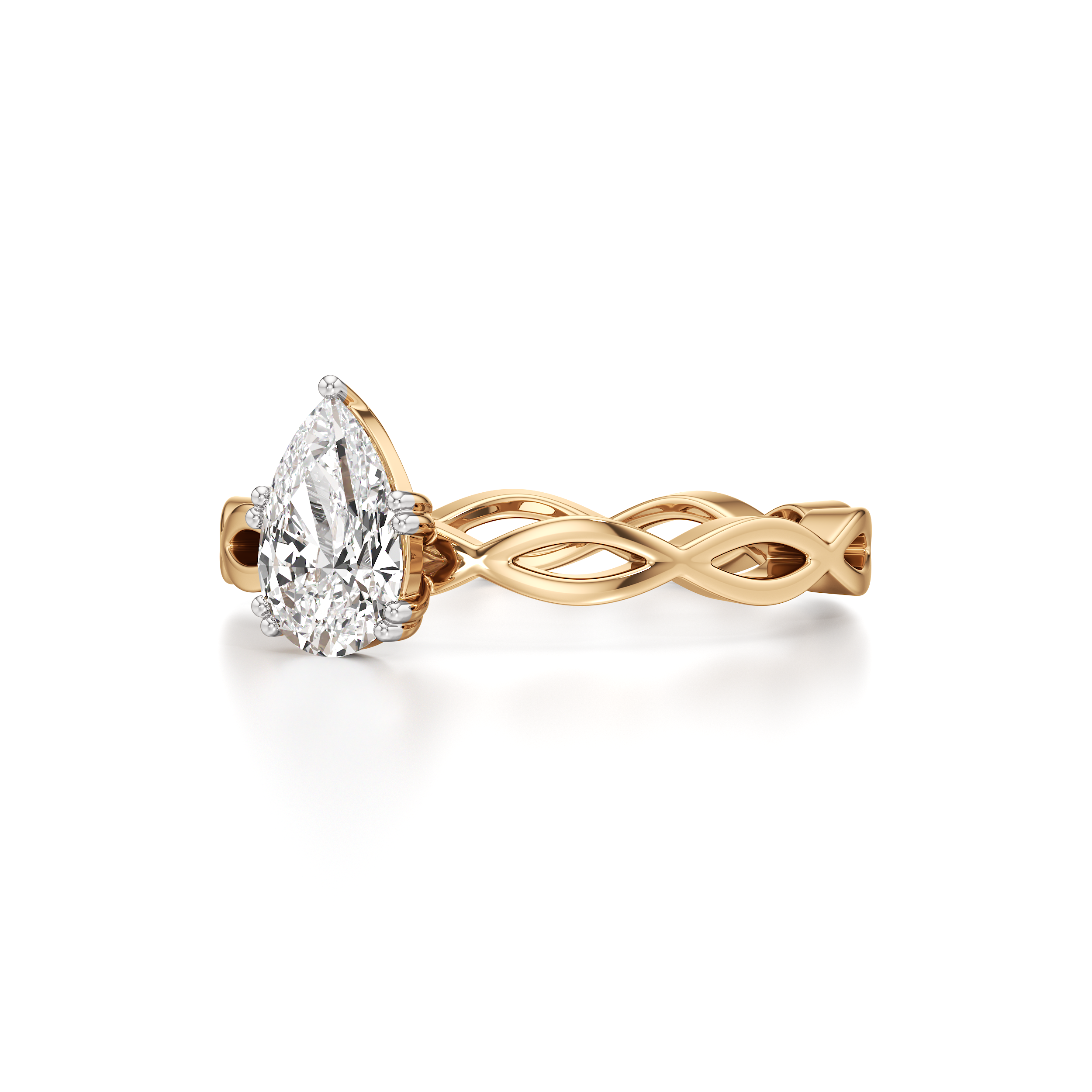 Solitaire Pear Loop Band Ring