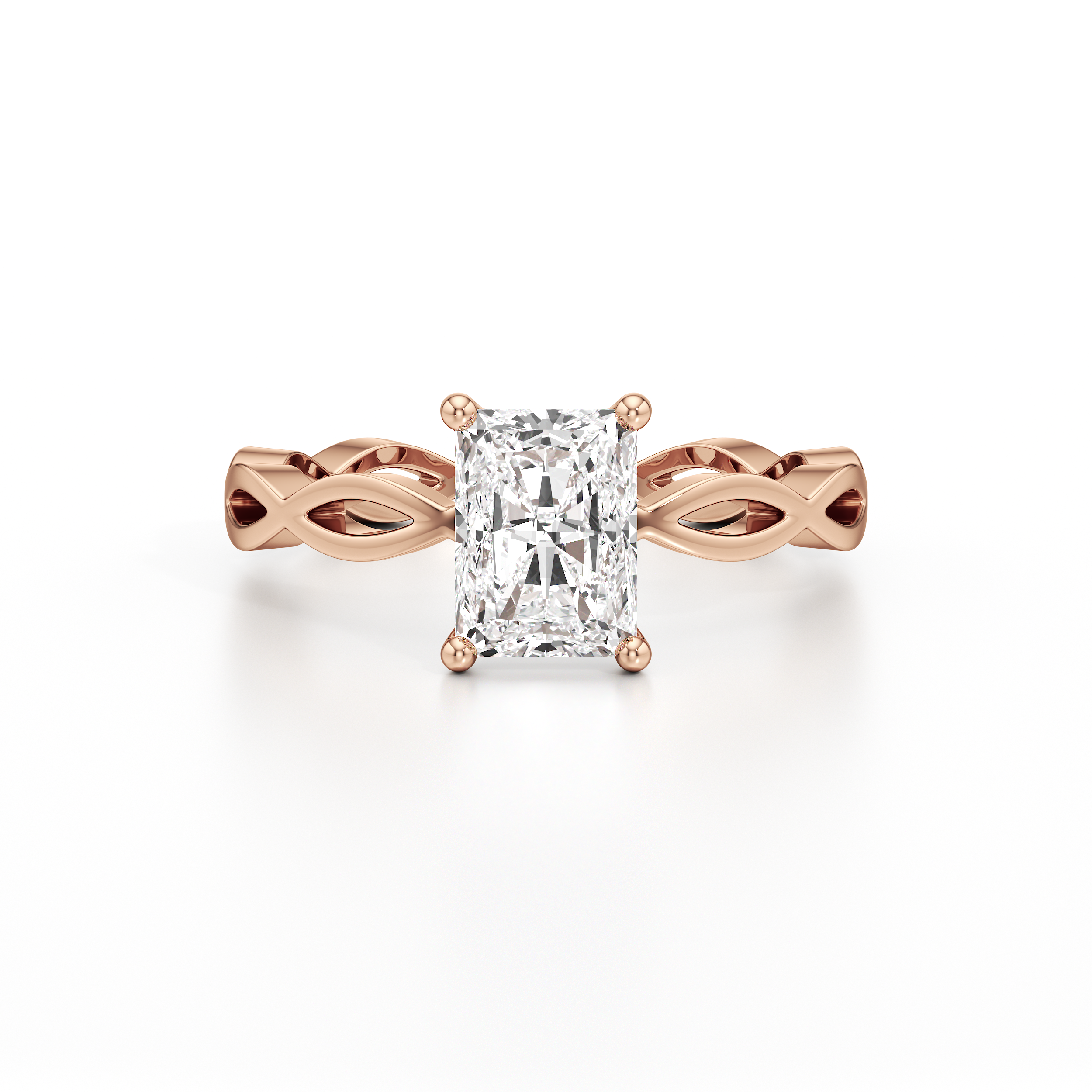 Twisted Solitaire Radiant Ring