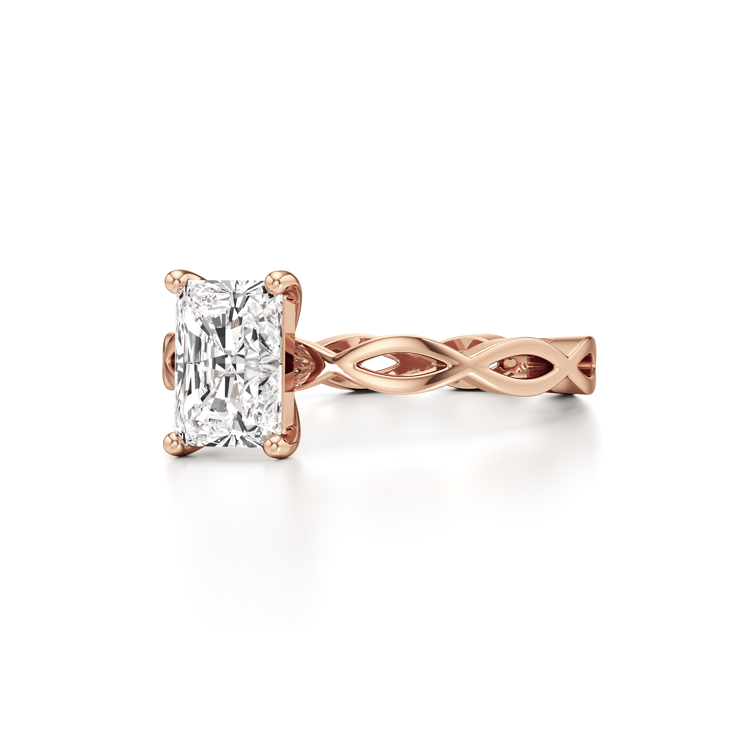 Twisted Solitaire Radiant Ring