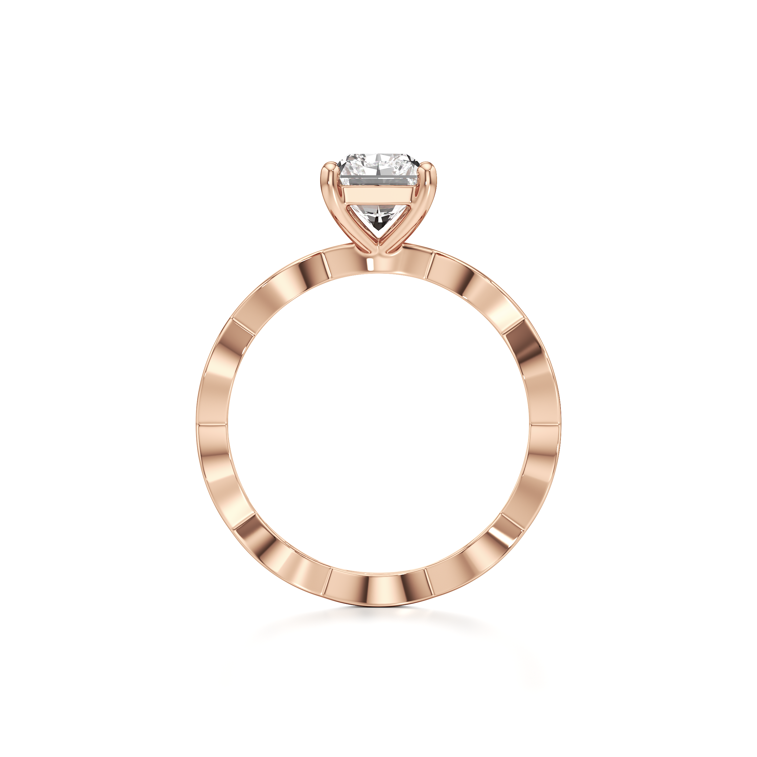 Twisted Solitaire Radiant Ring