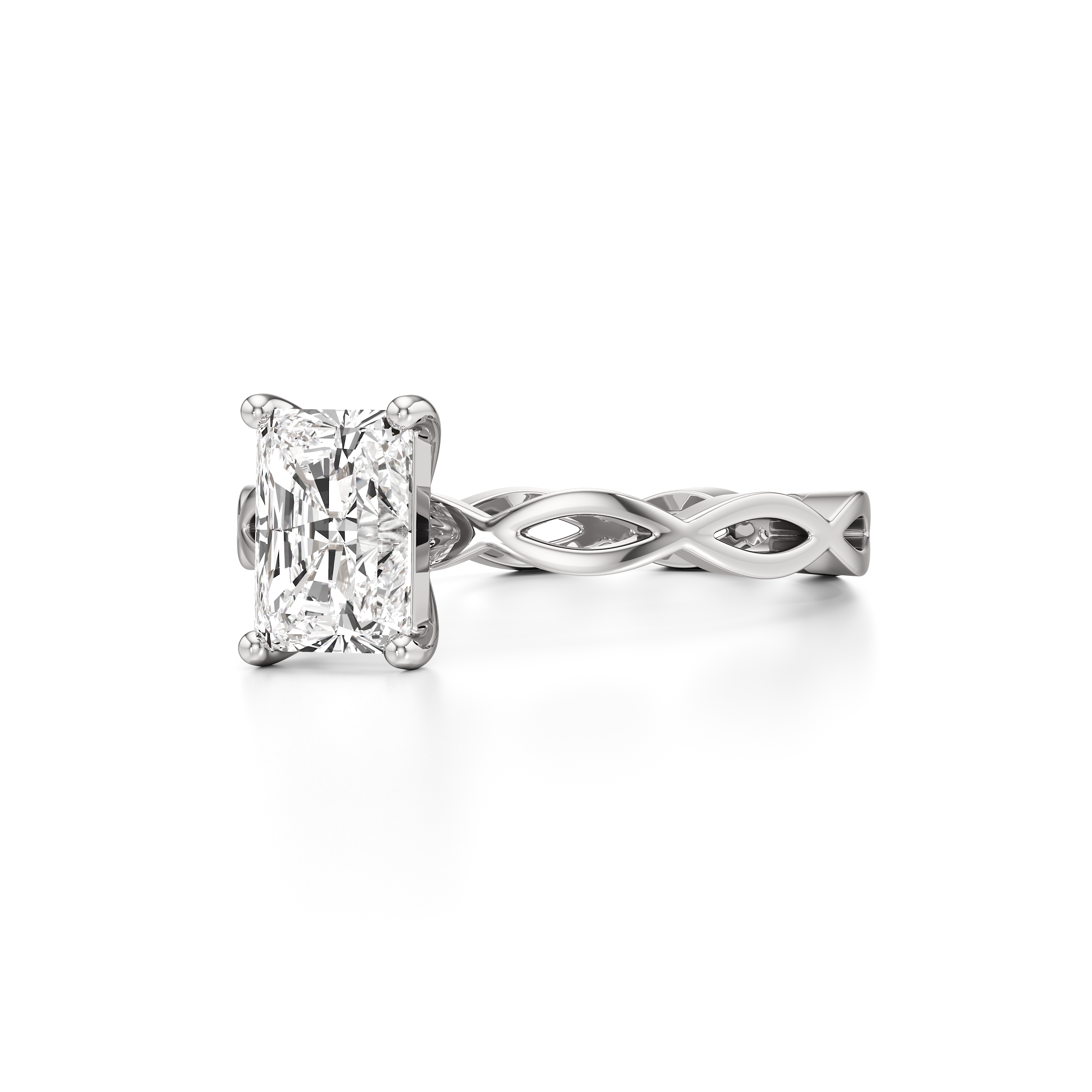 Twisted Solitaire Radiant Ring