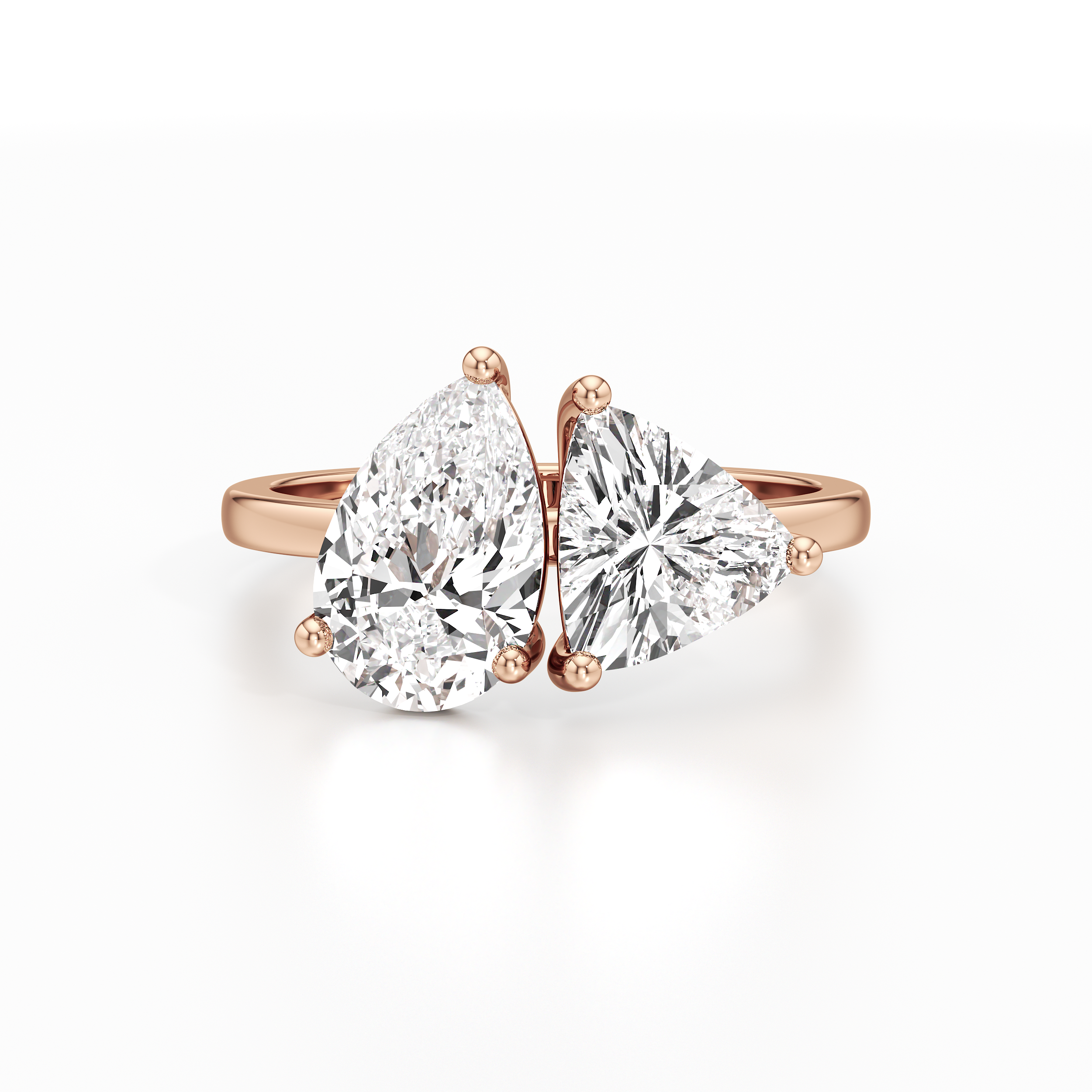 Triangle and Pear Toi et Moi Ring