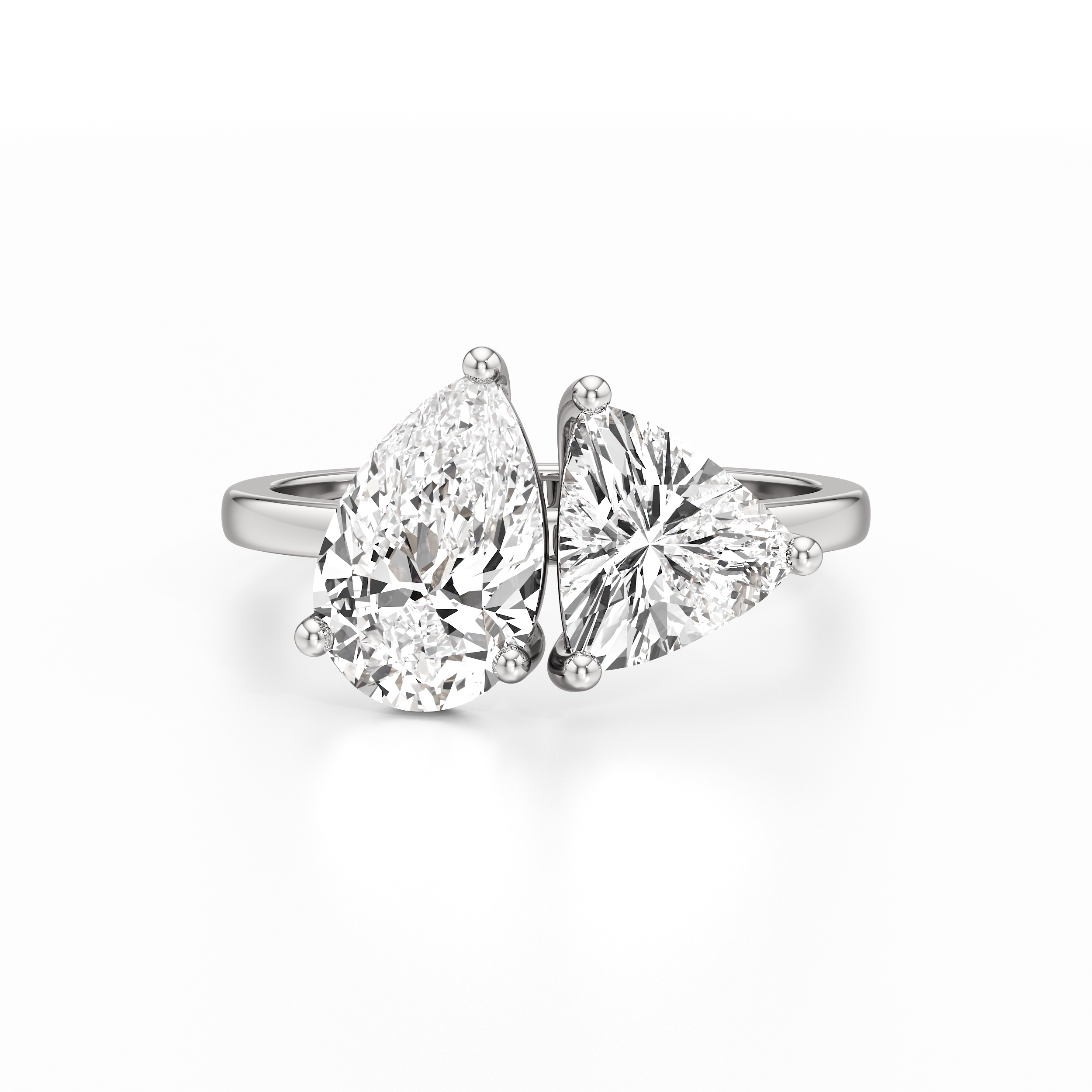 Triangle and Pear Toi et Moi Ring