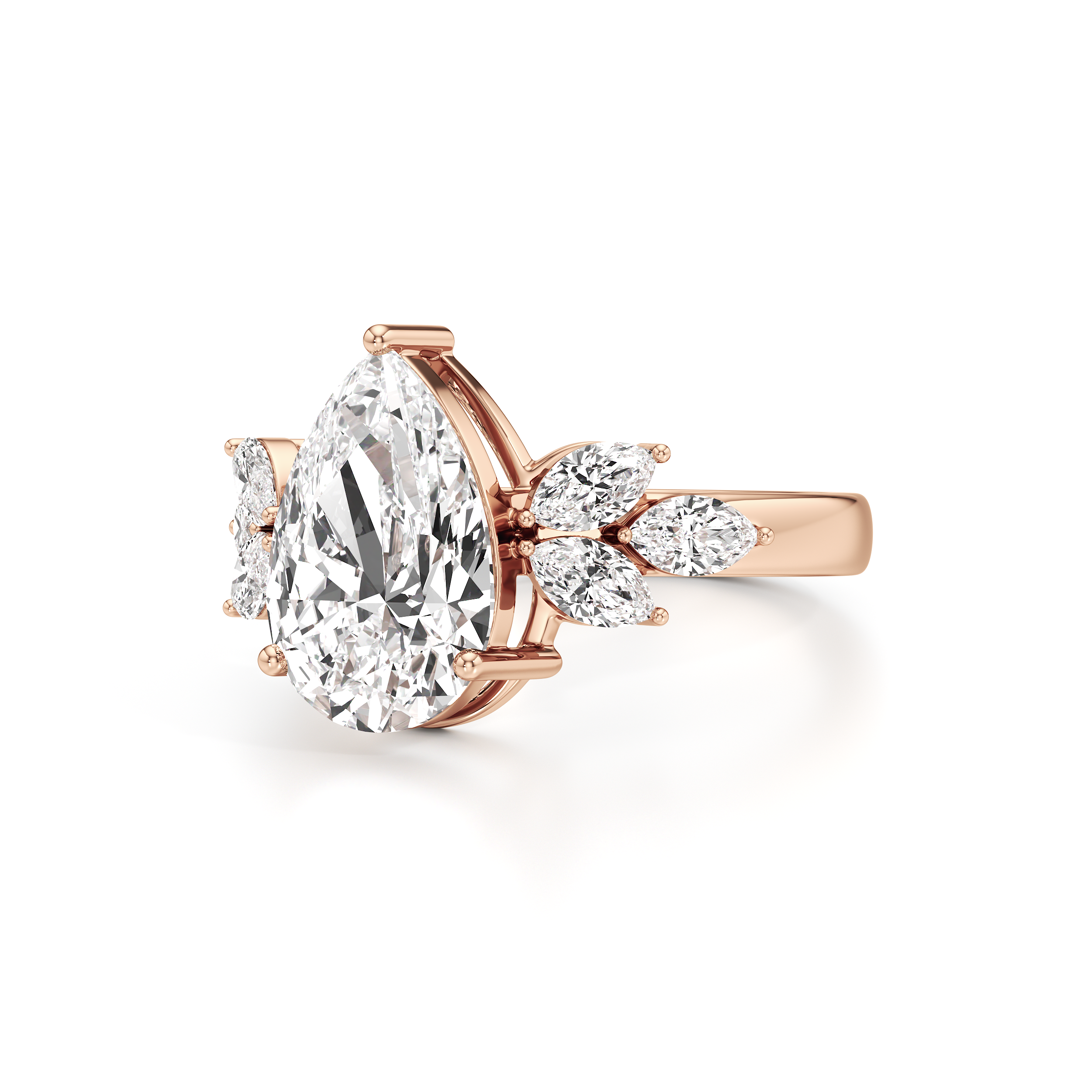 Flower Hugging Marquise Ring