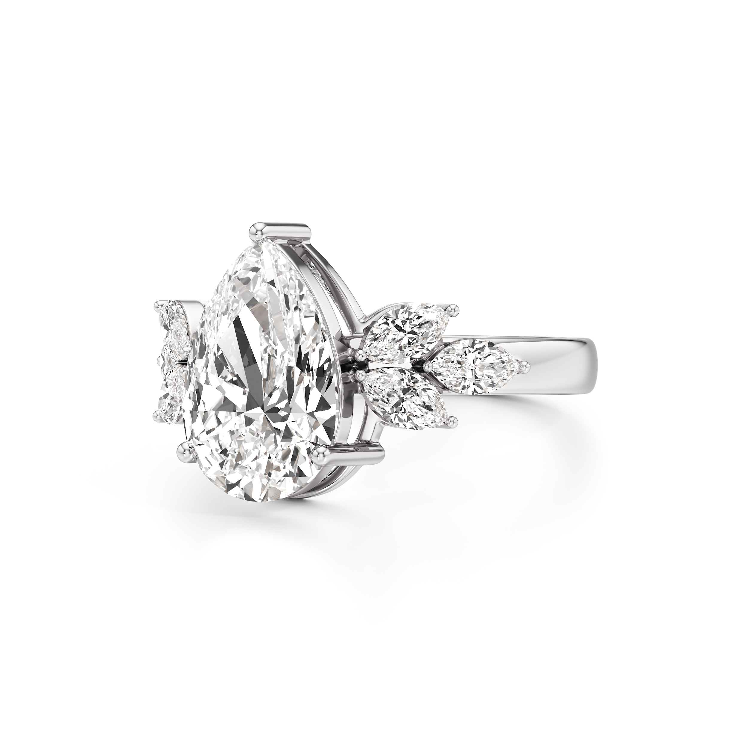 Flower Hugging Marquise Ring