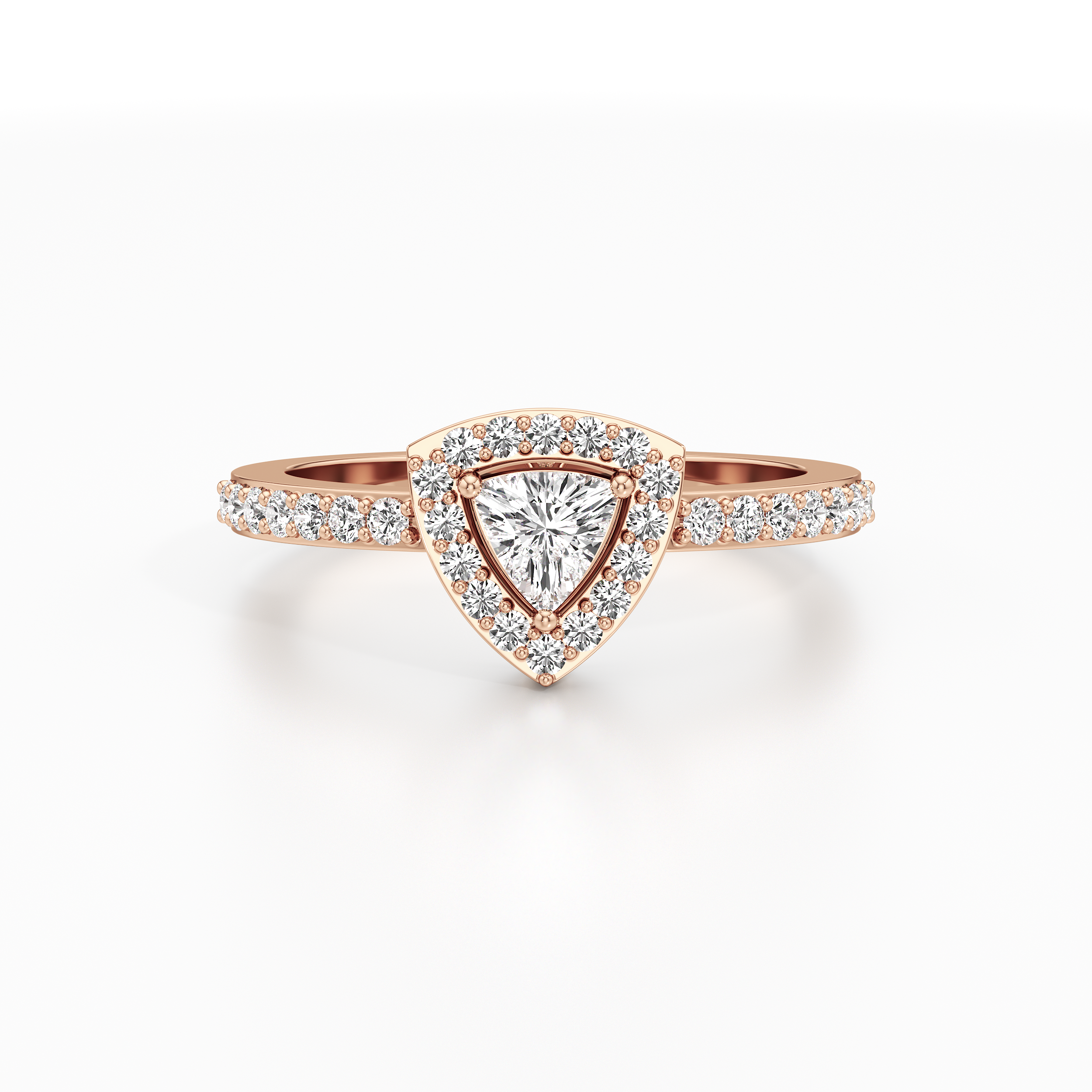Bedazzled Halo Triangle Ring