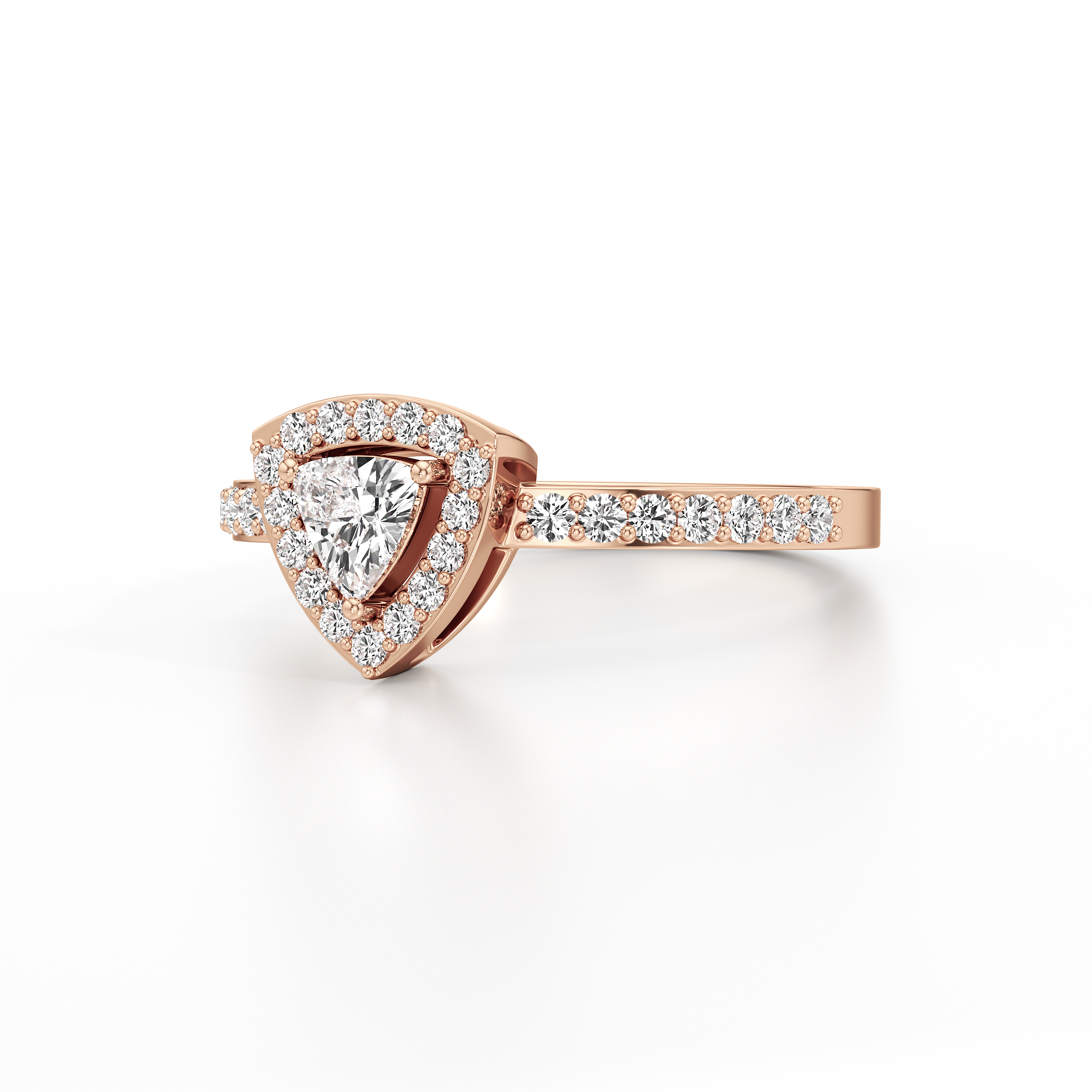 Bedazzled Halo Triangle Ring