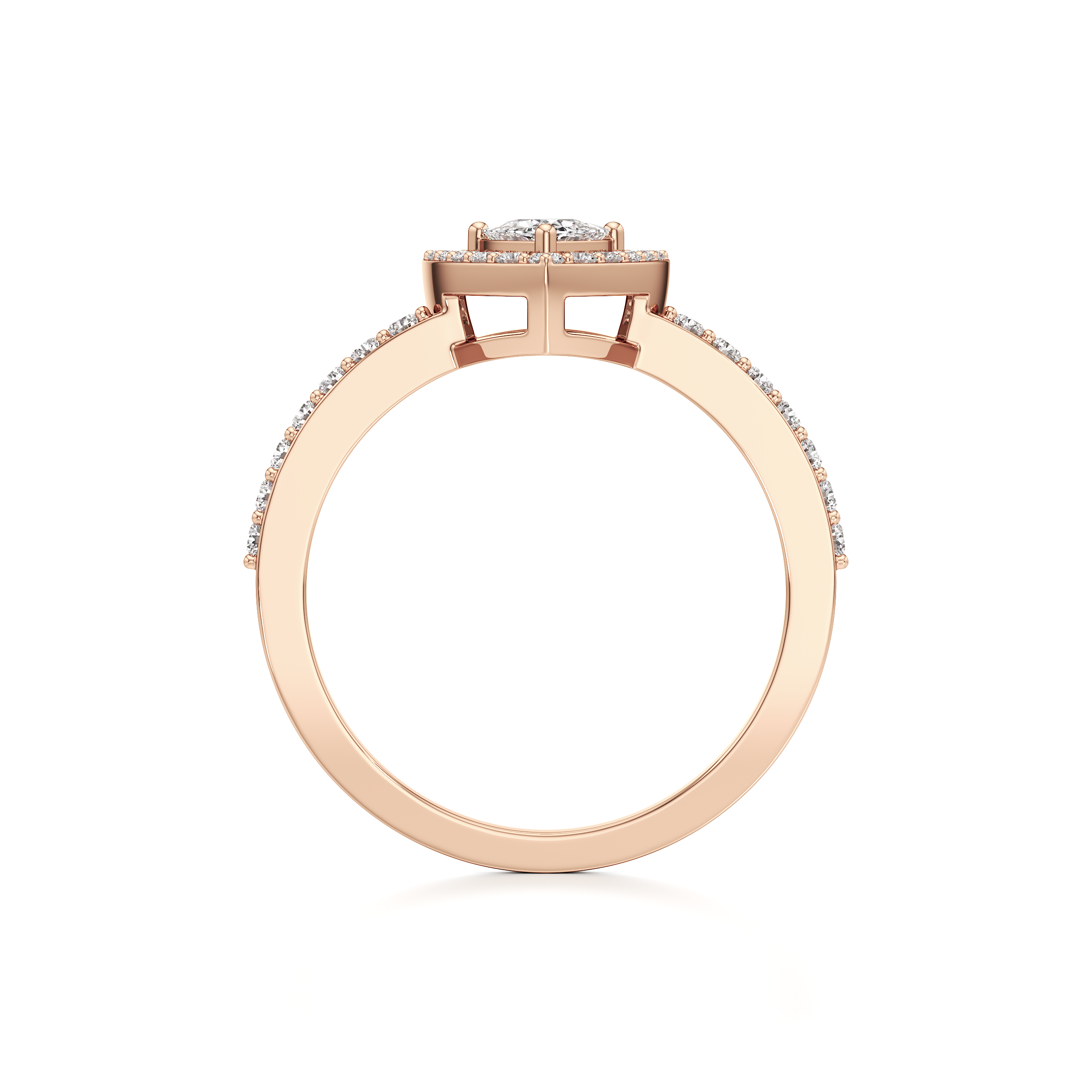 Bedazzled Halo Triangle Ring