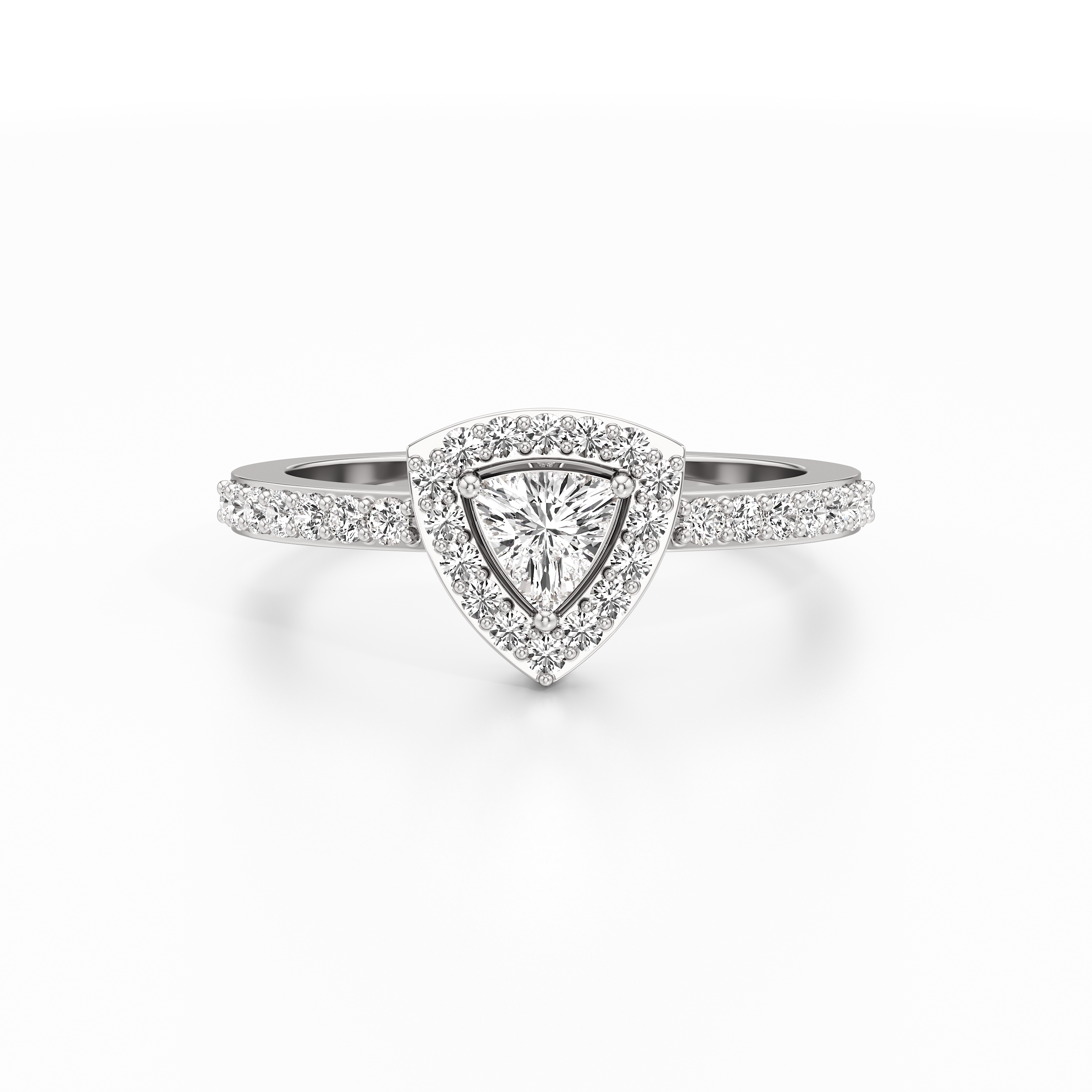Bedazzled Halo Triangle Ring