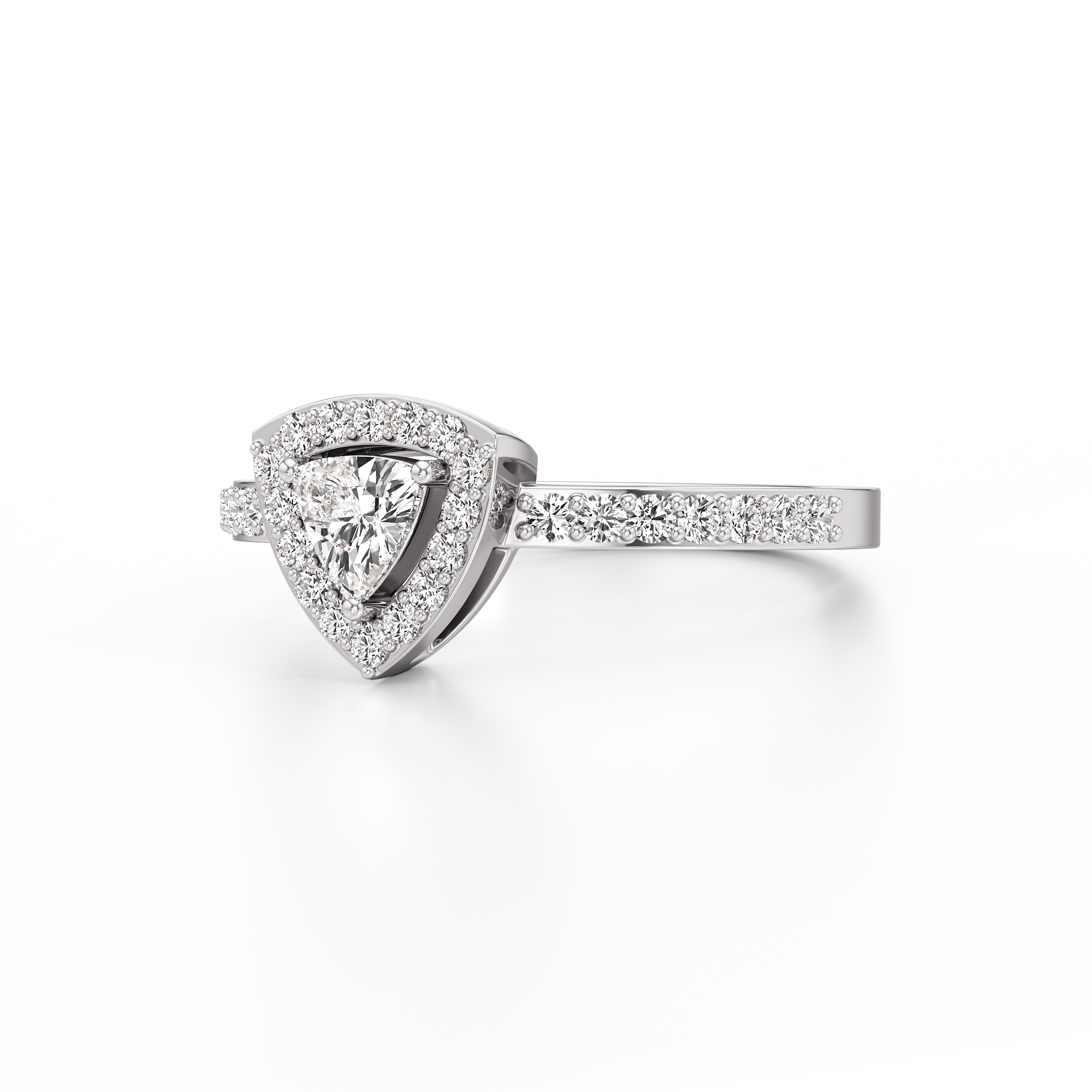 Bedazzled Halo Triangle Ring