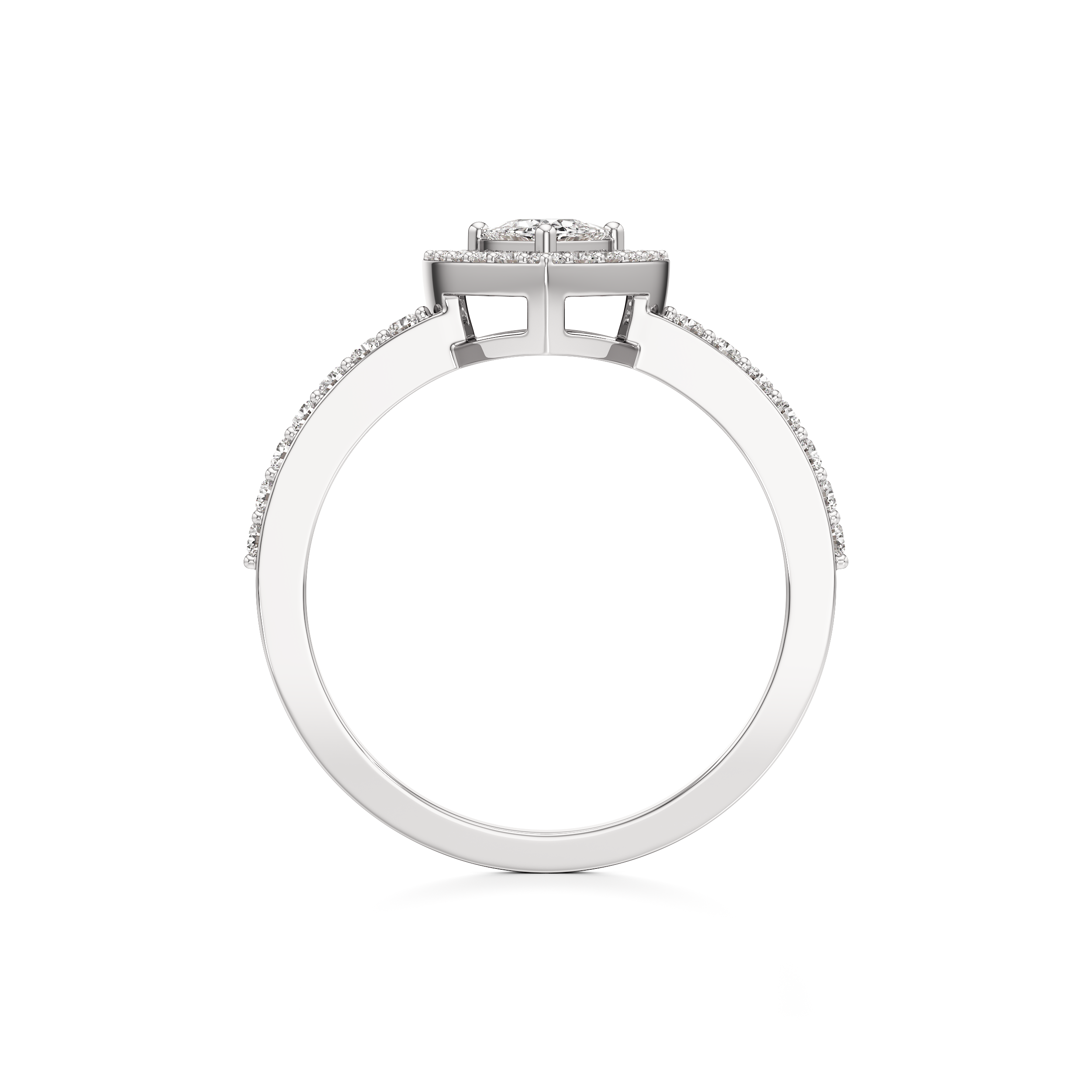 Bedazzled Halo Triangle Ring