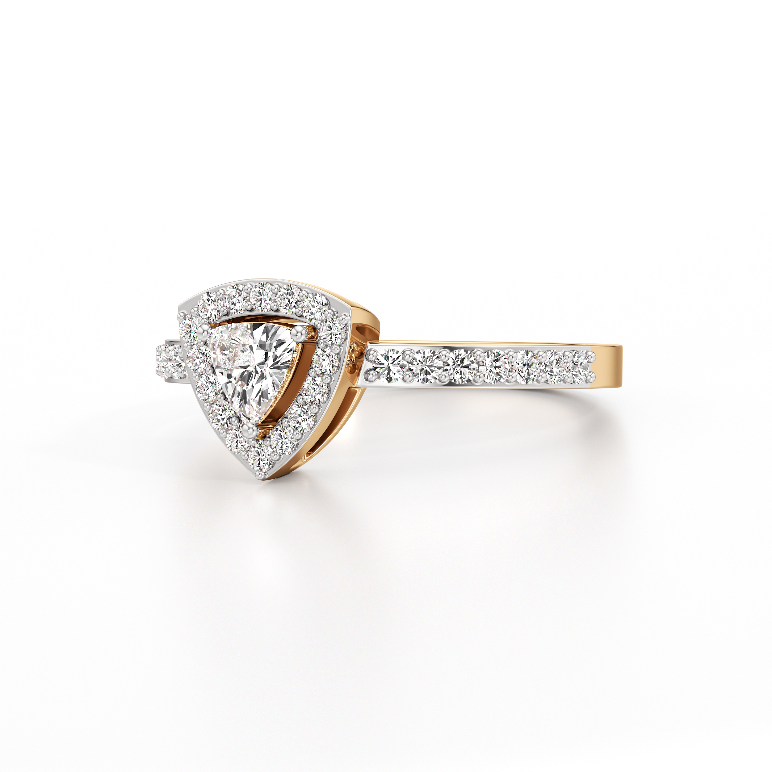 Bedazzled Halo Triangle Ring