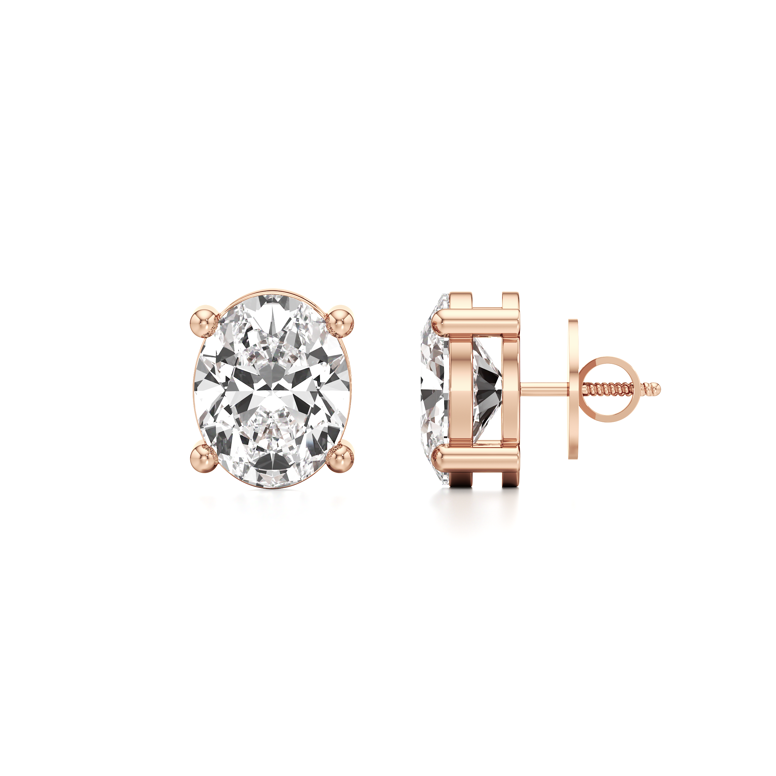 Oval Solitaire Stud Earrings